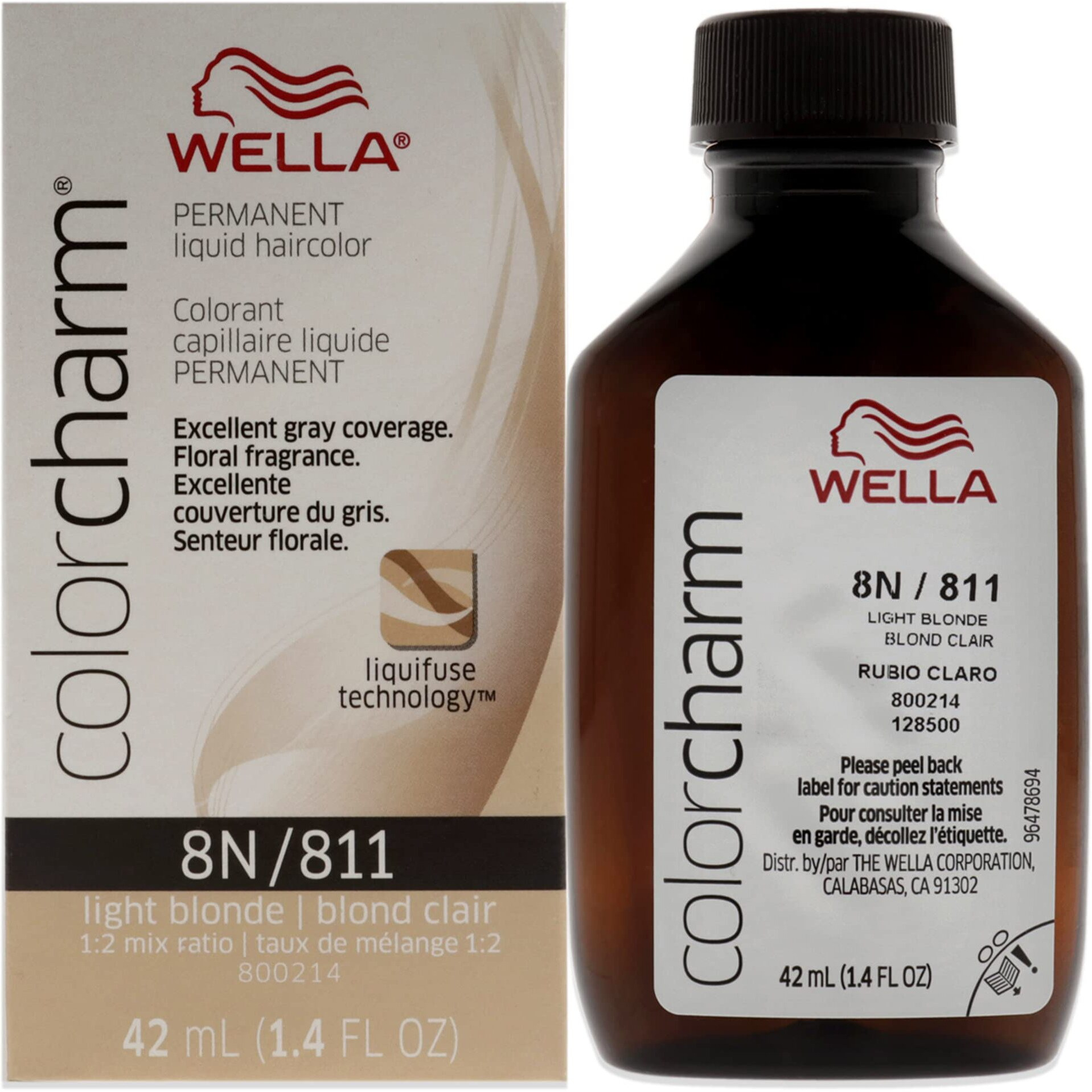 WELLA Color Charm Permanent Liquid Hair Color for Gray Coverage, 8N Light Blonde