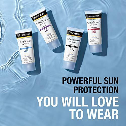 Neutrogena Ultra Sheer Dry-Touch Sunscreen Lotion, Broad Spectrum SPF 55 UVA/UVB Protection, Lightweight Water Resistant Face & Body Sunscreen, Non-Greasy, Travel Size, 3 fl. oz