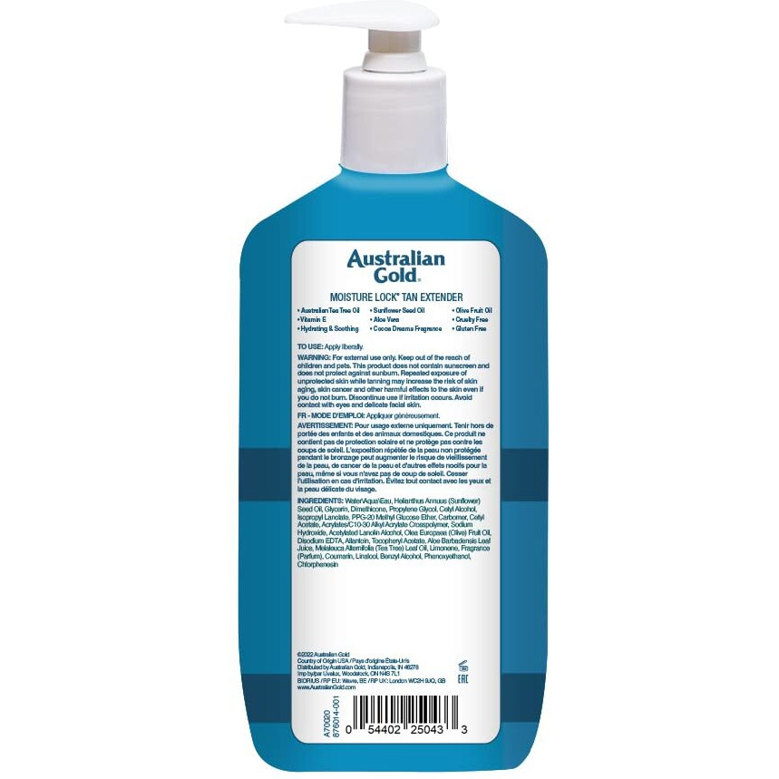 Australian Gold Moisture Lock Tan Extender Lotion, Enriched with Vitamin E & Aloe Vera, Cocoa Dreams Fragrance, 16 Fl oz