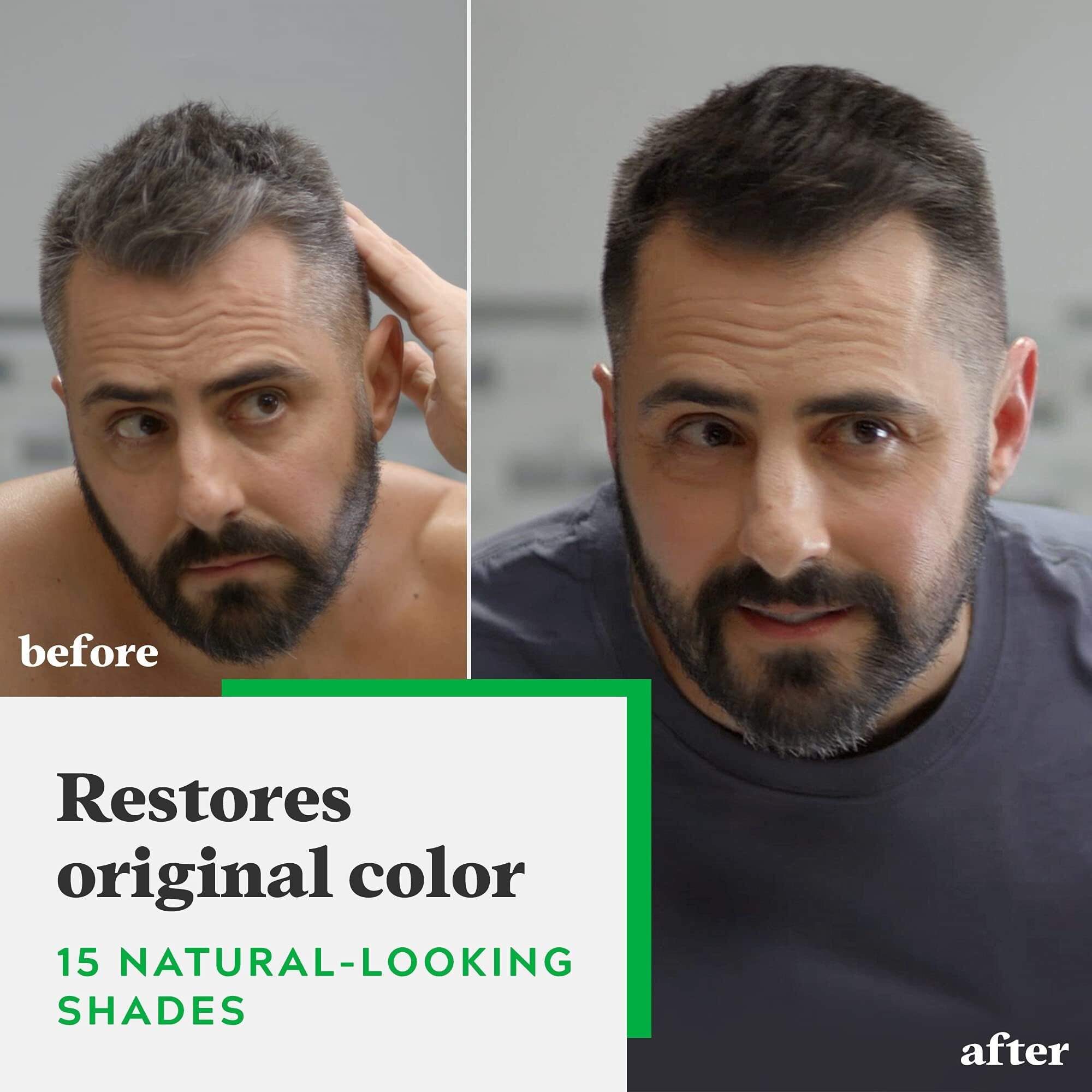 Just For Men Shampoo-In Color (Formerly Original Formula), Mens Hair Color with Keratin and Vitamin E for Stronger Hair - Real Black, H-55, Pack of 3