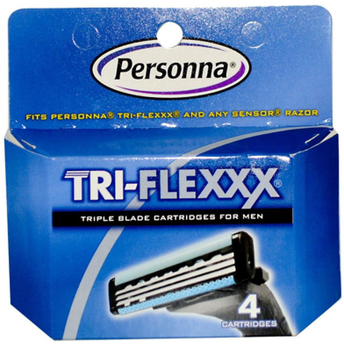 Personna Tri-Flexxx Razor System for Men Cartridge Refill Cartridges, 4 Count