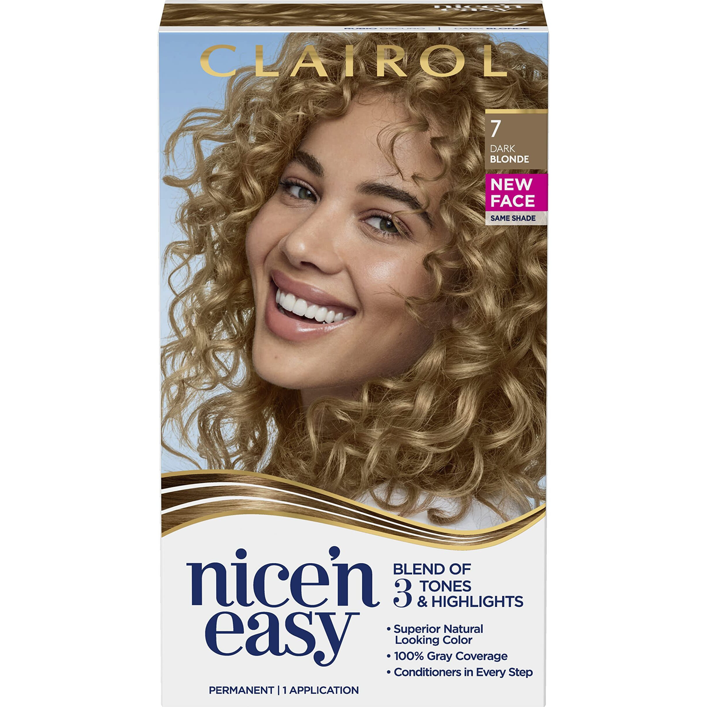Clairol Nice'n Easy Permanent Hair Dye, 7 Dark Blonde Hair Color, Pack of 1