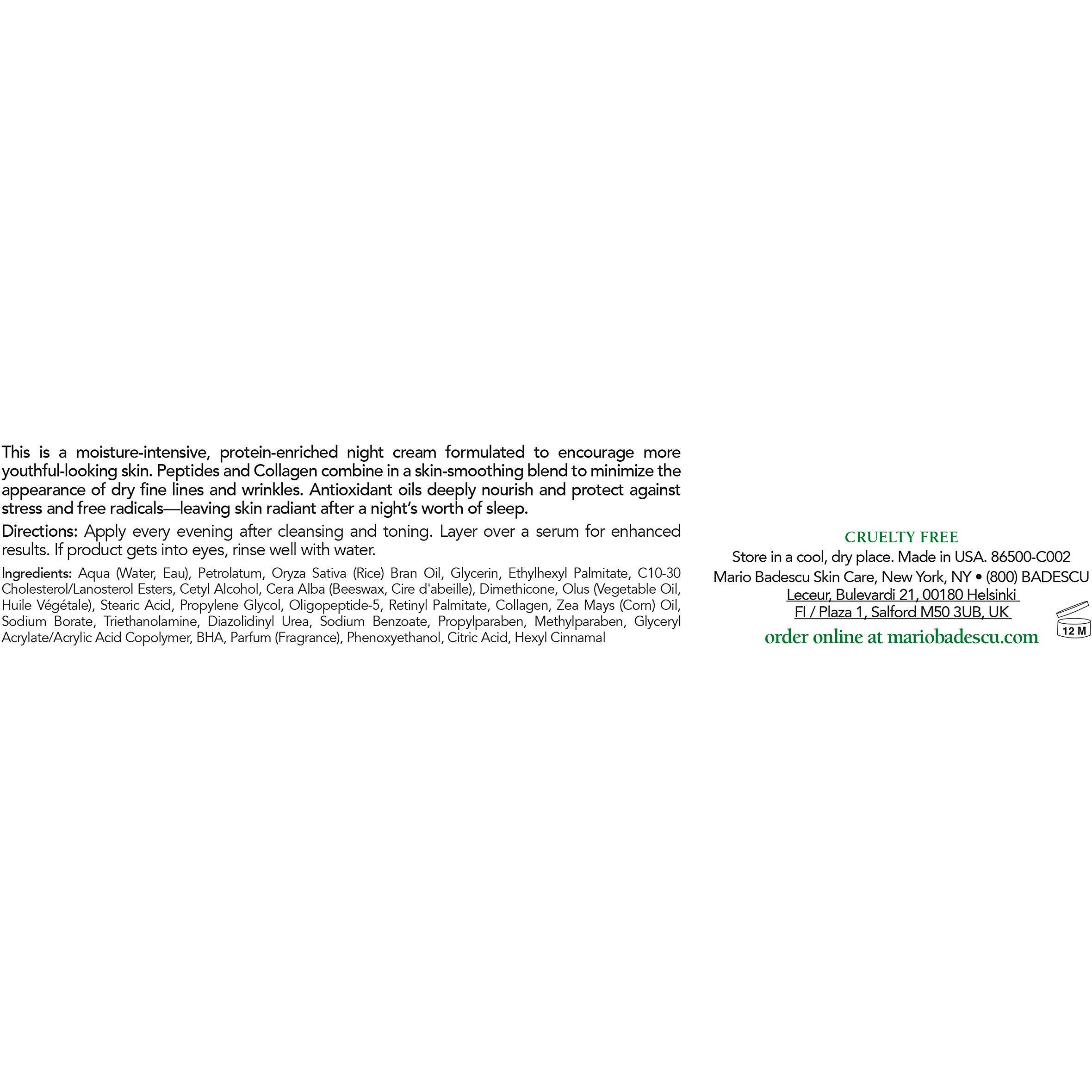 Protein Night Cream by Mario Badescu for Women - 1 oz Cream