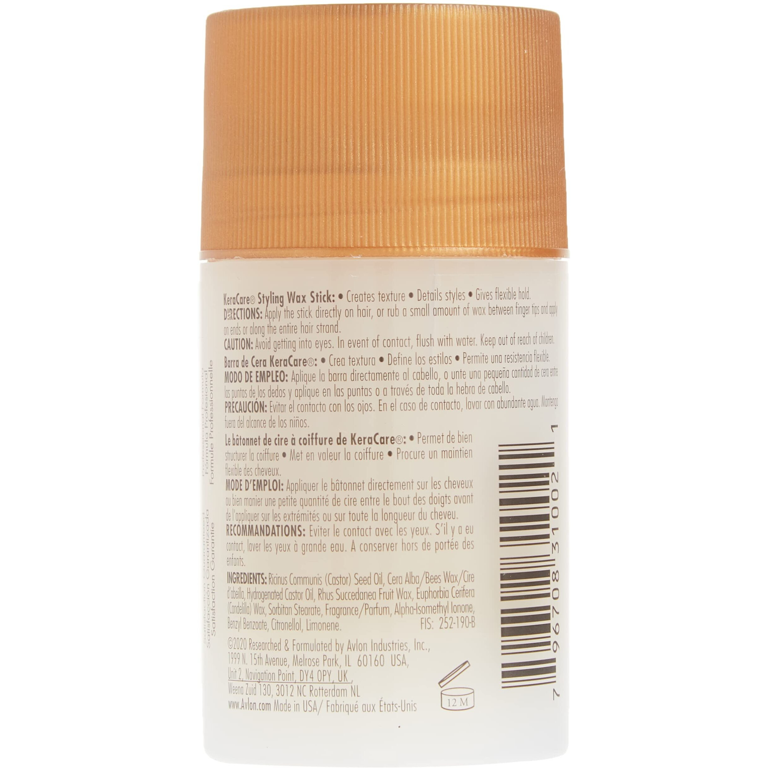 KeraCare Styling Wax Stick - 2.6 ounce - Castor Seed Oil - Hair Wax Stick for Flyaways and Frizz - For All Hair Types - Slicked Back looks, Spikes, Braids, Twists, Tames Flyaways and Frizz, Wigs
