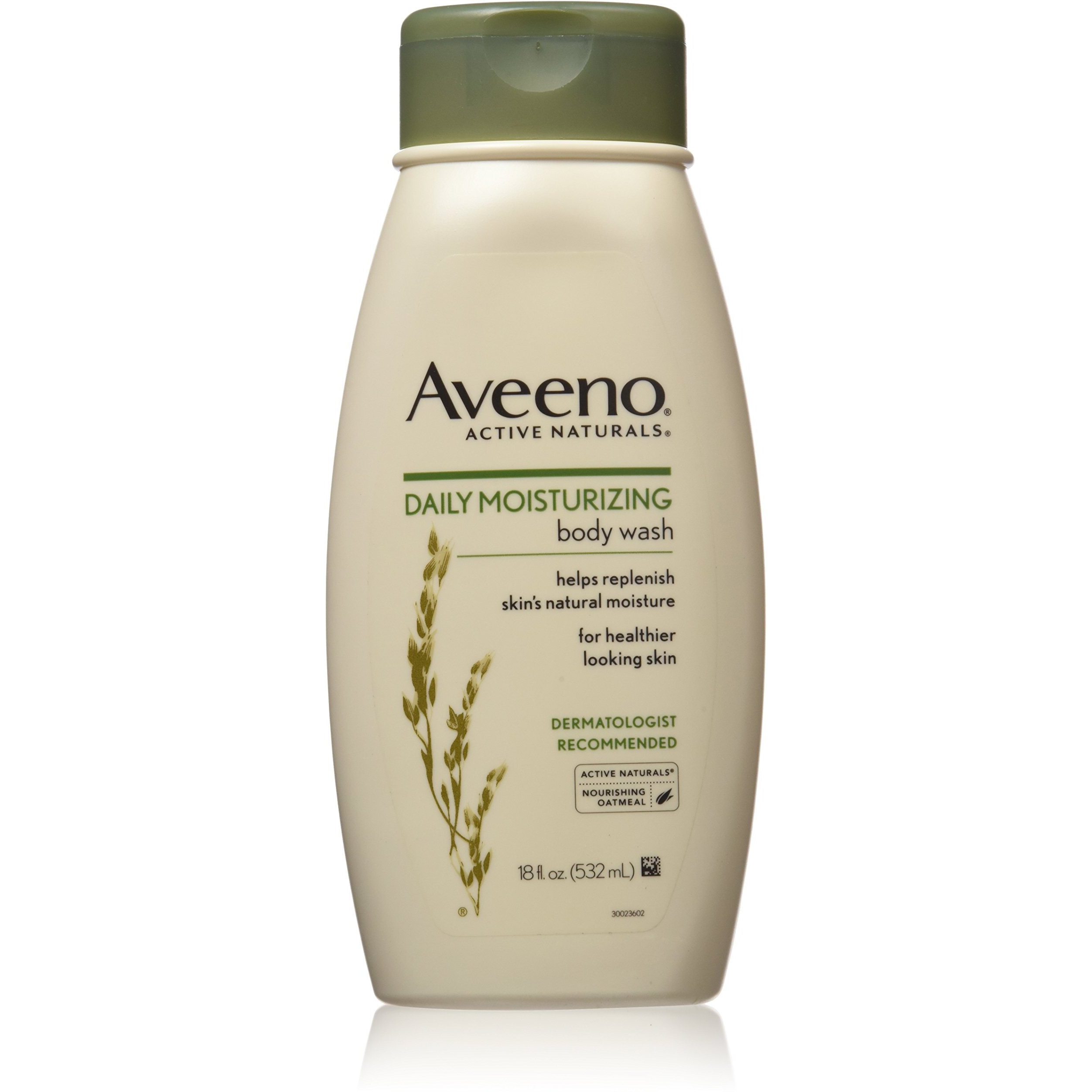 Aveeno Active Naturals Daily Moisturizing Body Wash with Natural Oatmeal, 18-Ounce Bottles (Pack of 3)