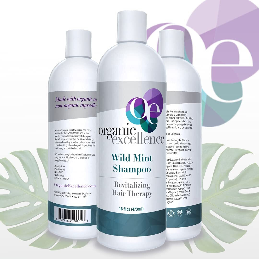 Organic Excellence Mint Shampoo, 16-Ounces (Pack of 2)