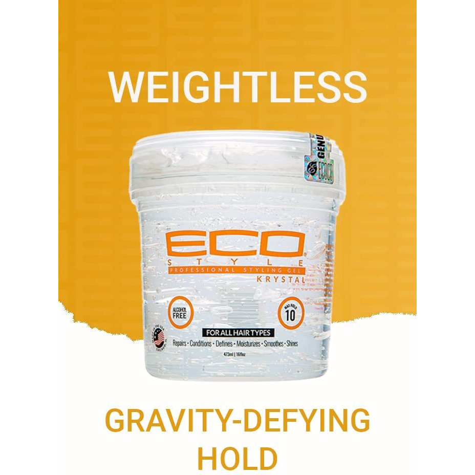 Ecoco Eco Style Hair Gel Krystal - Strong Hold - Ideal For Any Hair Type And Color - Adds Body And Shine To All Styles - Weightless - Moisturizes And Help Maintain Healthy Hair - Non-Flaking - 16 Oz