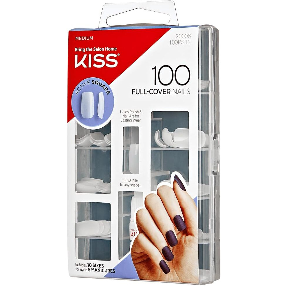 Kiss Nails 100 Full Cover Nails - Active Square