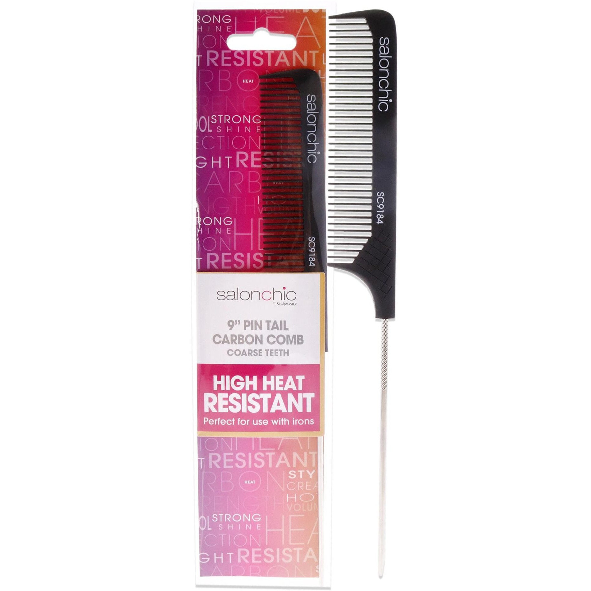 Pin Tail Carbon Comb High Heat Resistant 9 - Coarse Teeth by SalonChic for Unisex - 1 Pc Comb