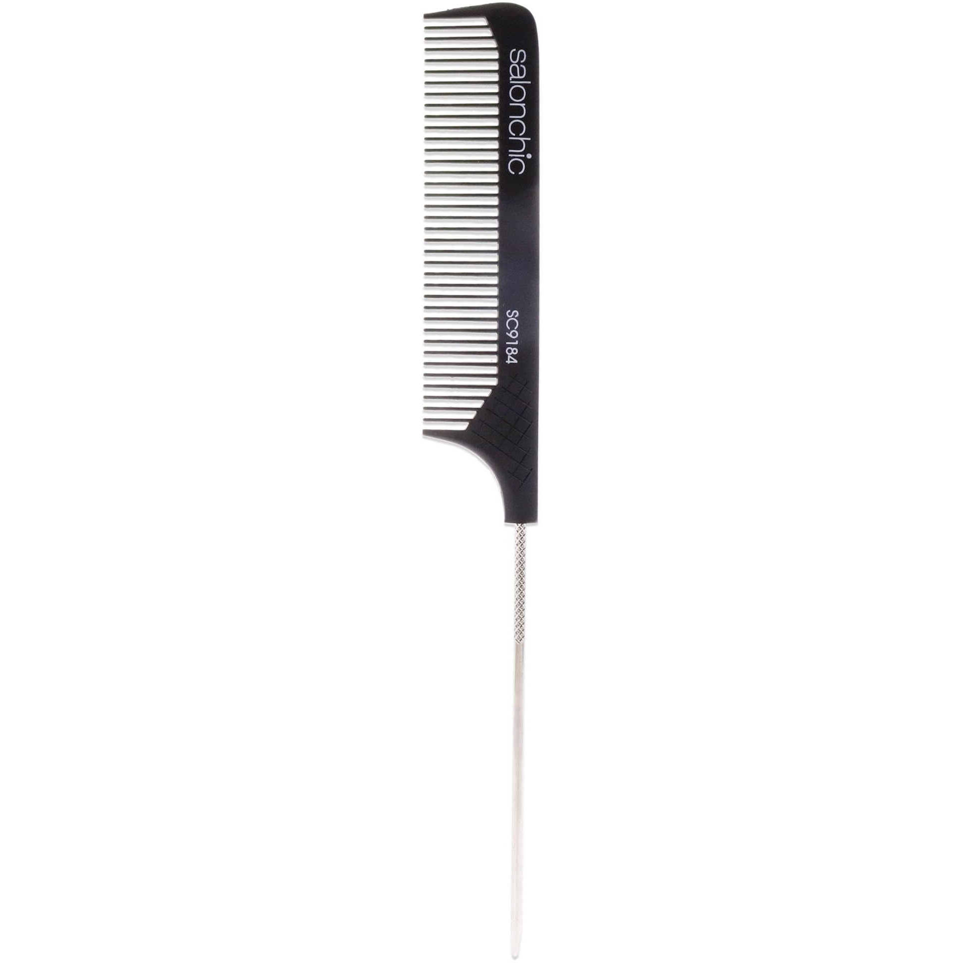 Pin Tail Carbon Comb High Heat Resistant 9 - Coarse Teeth by SalonChic for Unisex - 1 Pc Comb