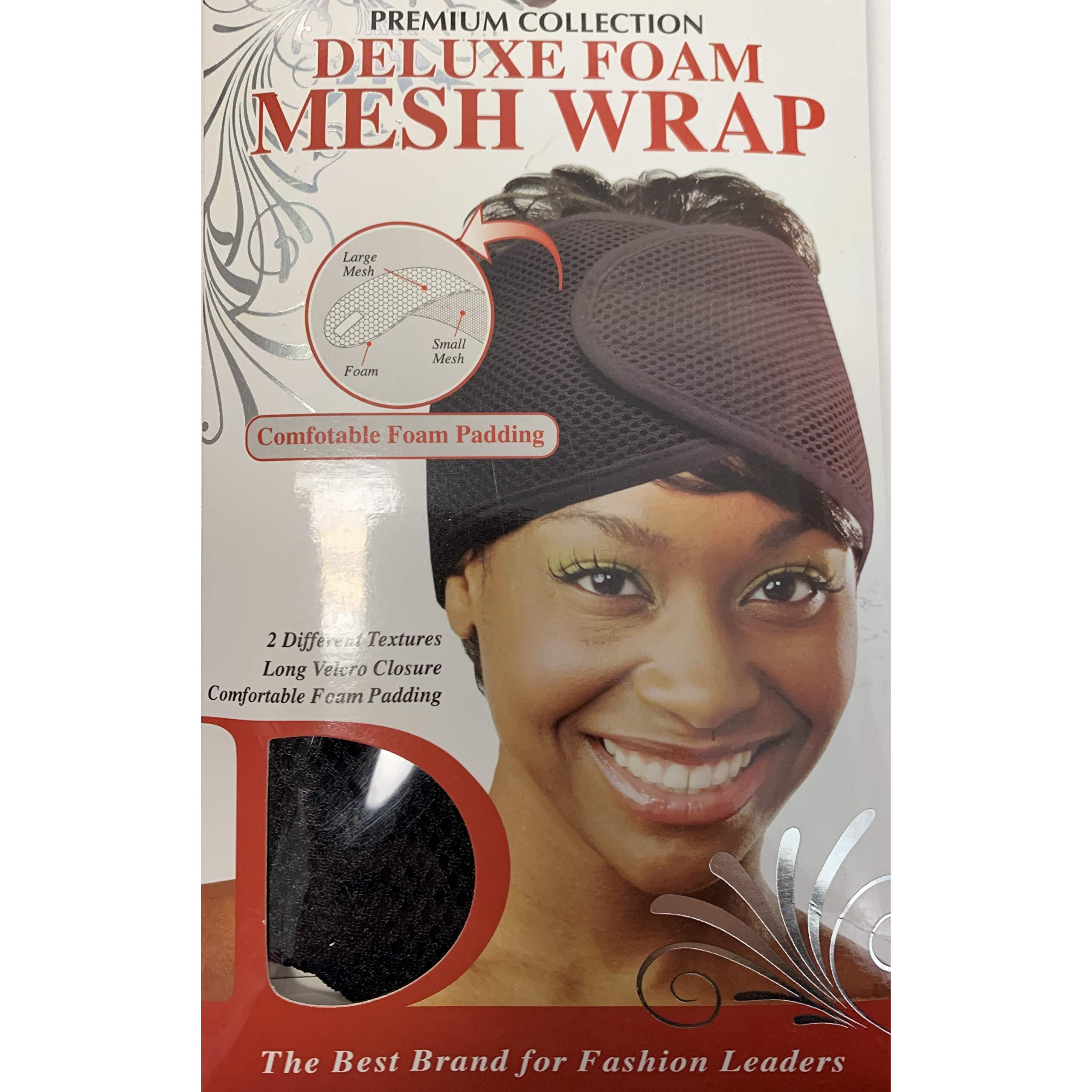 Donna Collection Women's Deluxe Foam Mesh Hair Wrap, Black