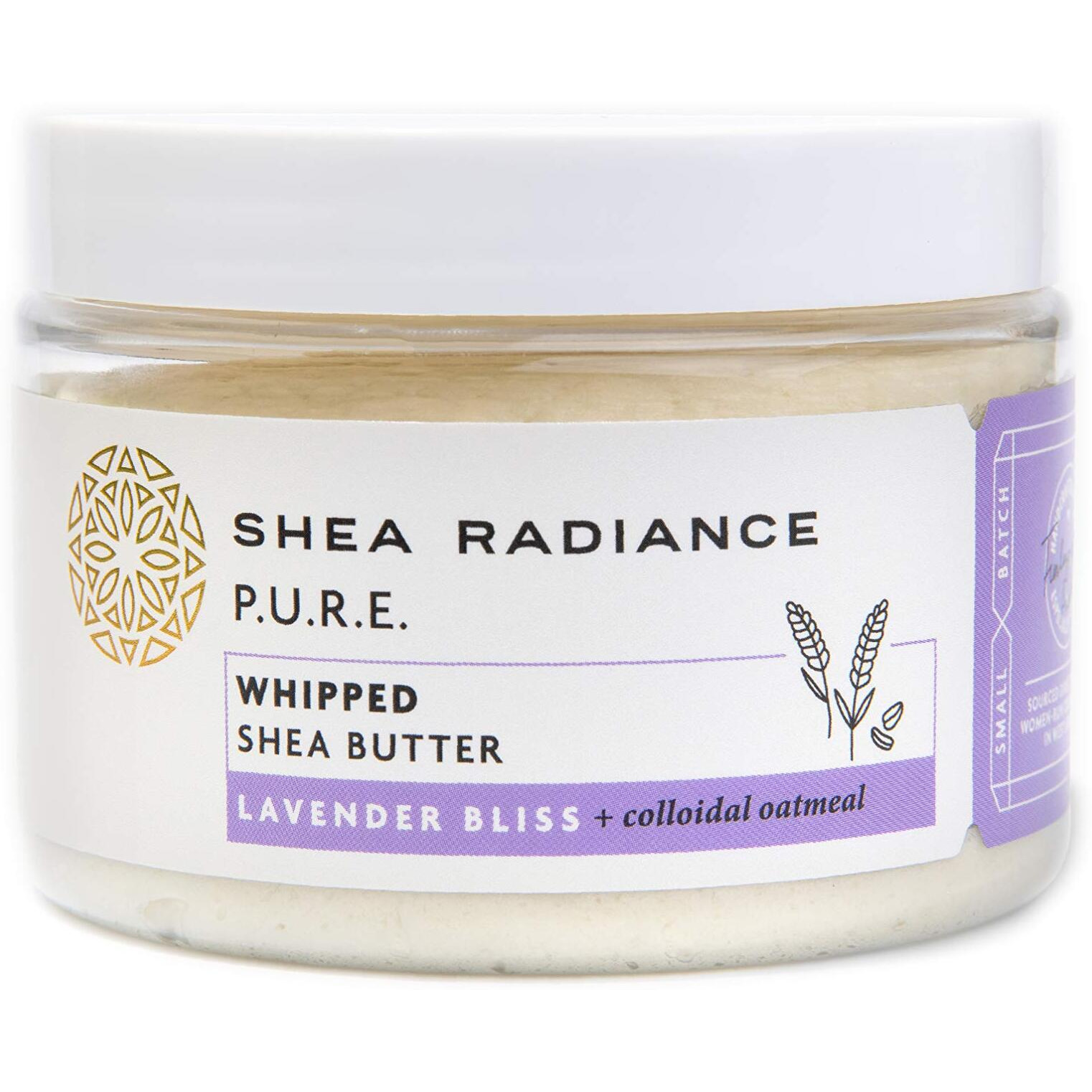 Shea Radiance Whipped Shea Butter w/Colloidal Oatmeal - Blended w/Skin-Soothing Oatmeal & Moisturizing Rice Bran Oil | Lavender Bliss 7 oz