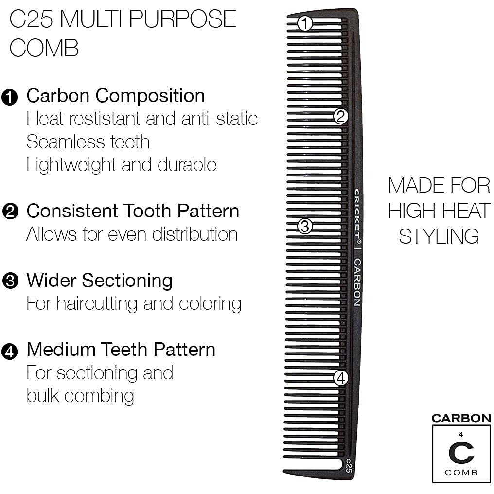 Carbon Comb Multi Purpose - C25 by Cricket for Unisex - 1 Pc Comb