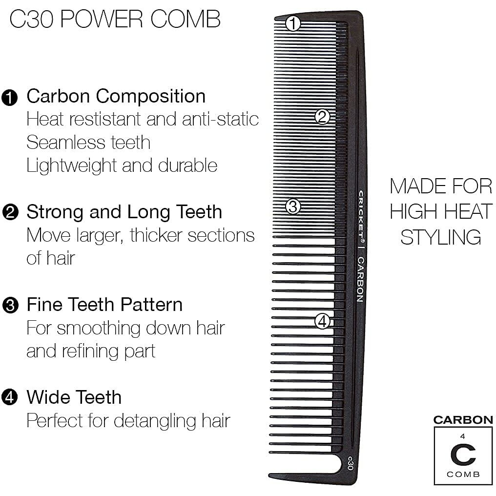 Carbon Comb Power - C30 by Cricket for Unisex - 1 Pc Comb