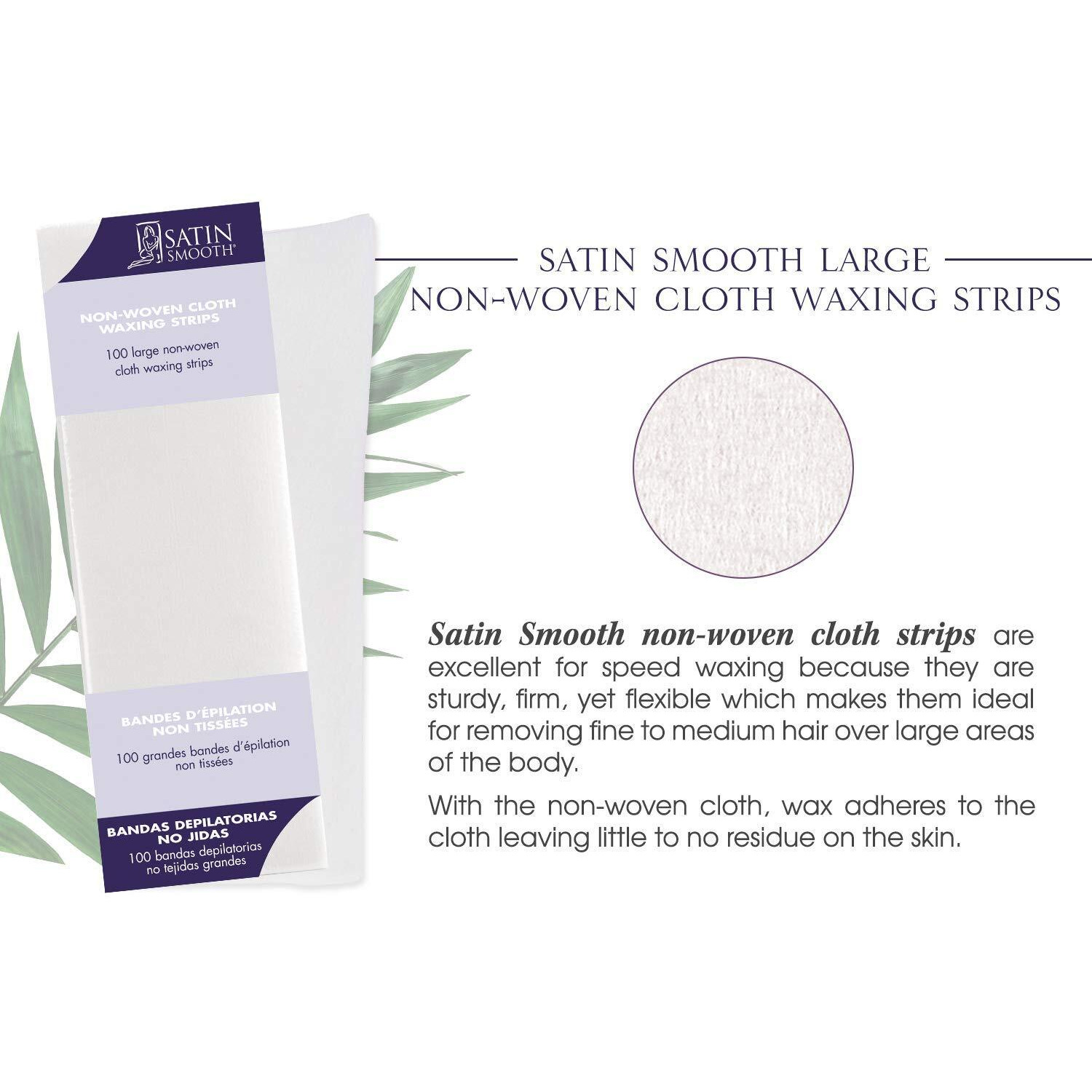 Non-woven Cloth Waxing Strips by Satin Smooth for Women - 100 Pack Strips