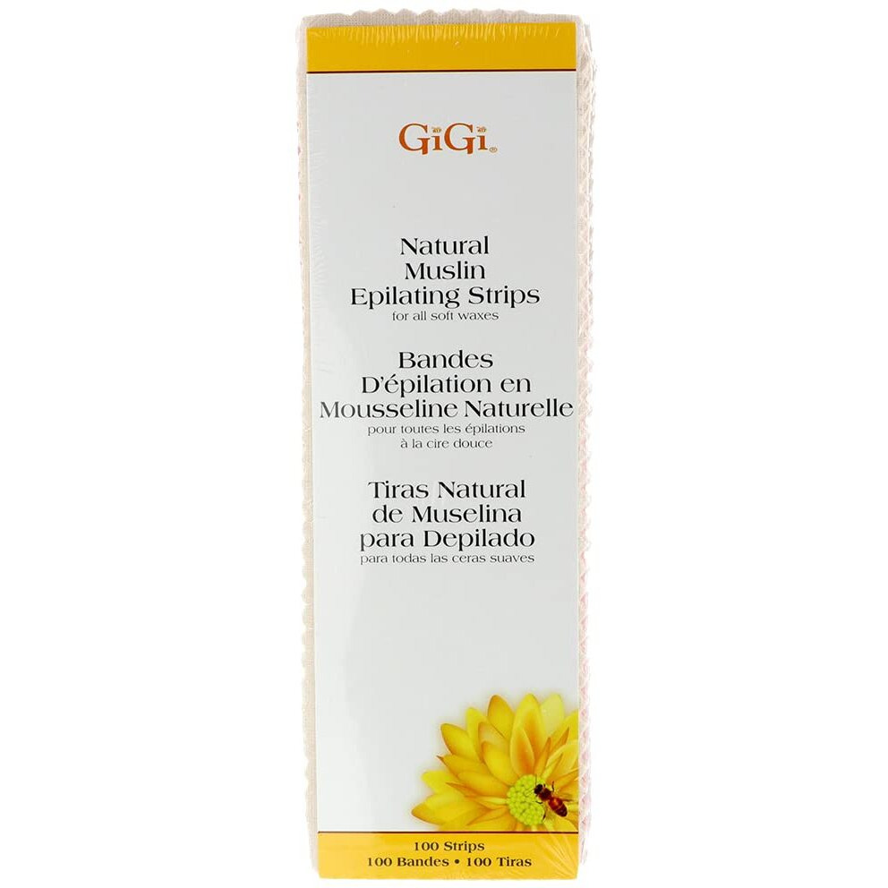 GiGi Natural Muslin Epilating Strips for Hair Waxing/Hair Removal, 100 Large Strips