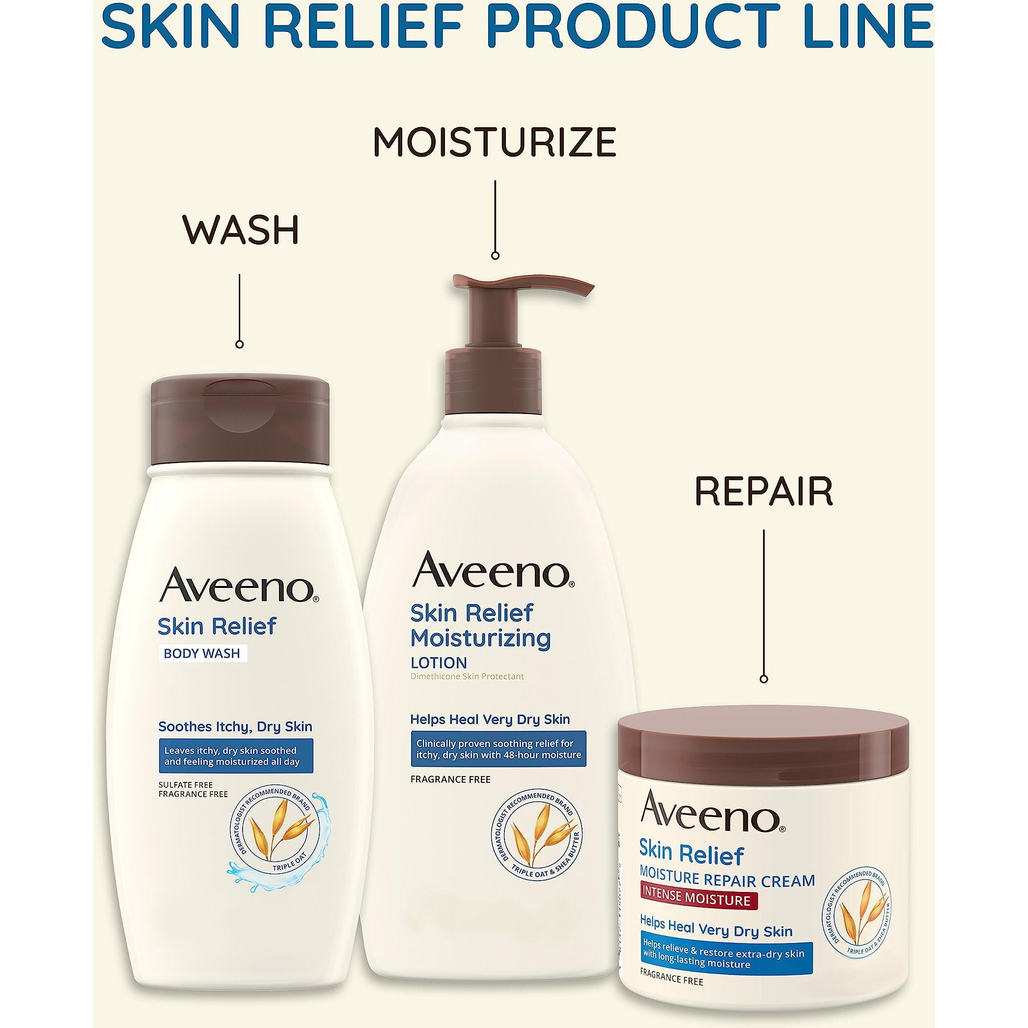 Aveeno Skin Relief Intense Moisture Repair Body Cream with Triple Oat & Shea Butter Formula, Helps Relieve & Restore Extra-Dry Skin with Long-Lasting Moisture, Fragrance-Free, 11 oz