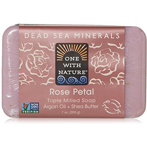 One With Nature Dead Sea Mineral Rose Petal Soap 7 oz