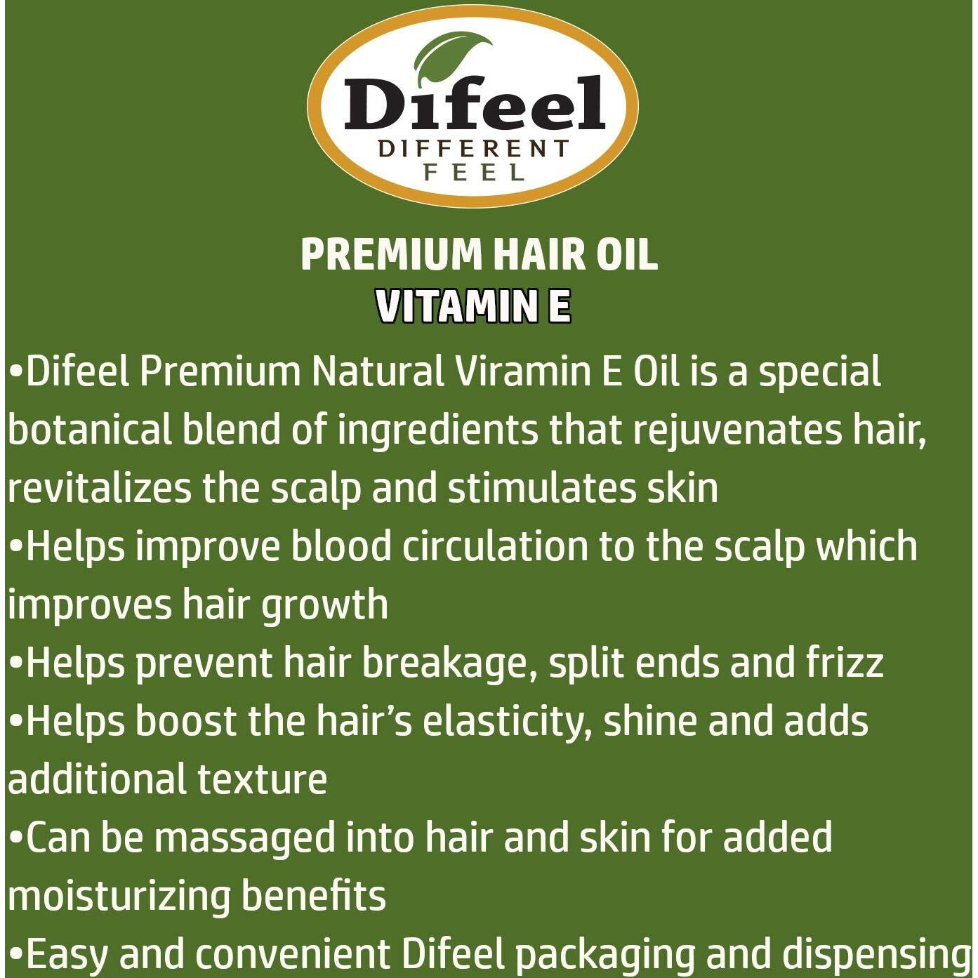 Difeel Premium Natural Hair Oil - Vitamin E Oil 2.5 ounce