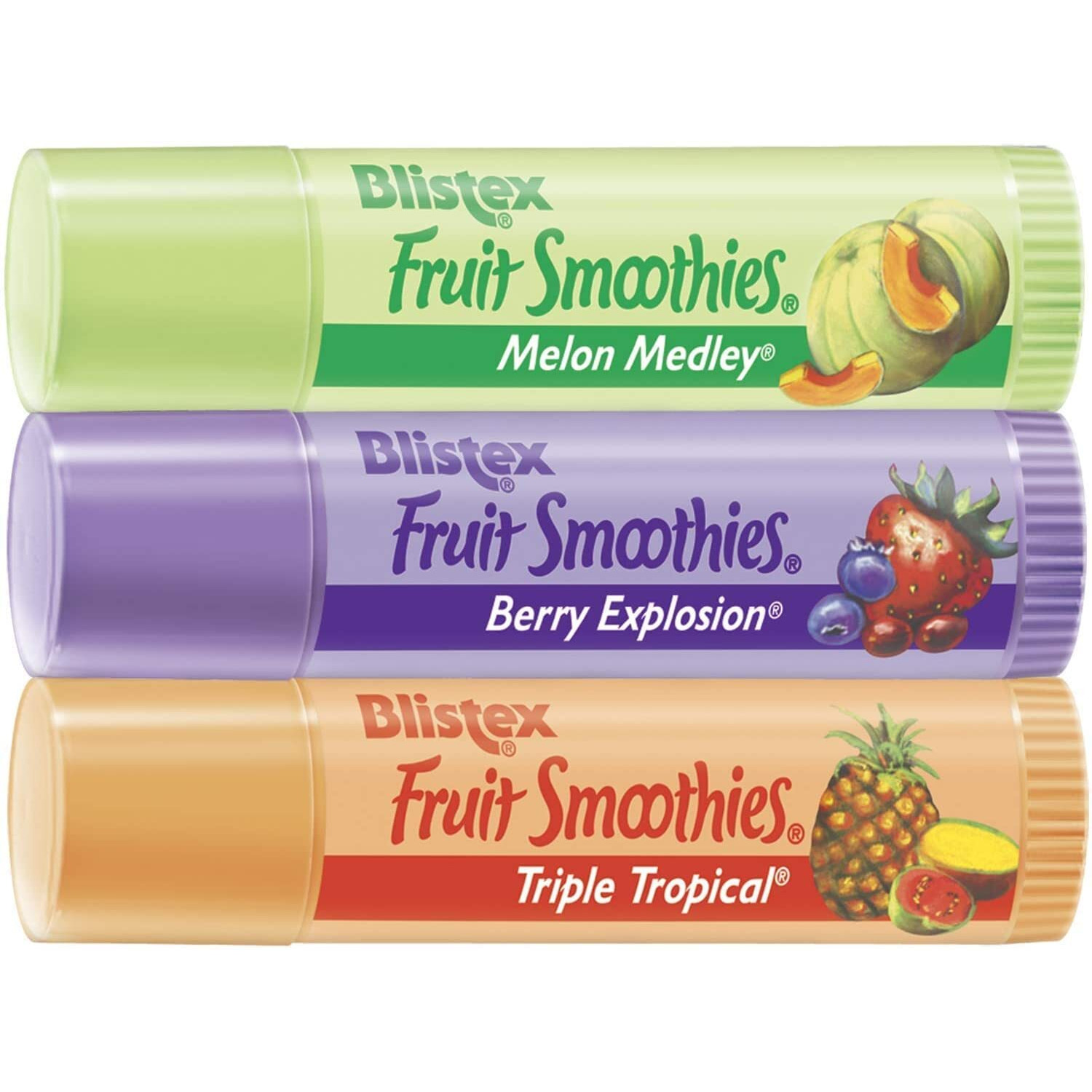 Blistex Fruit Smoothies Lip Moisturizers 3 Sticks 0.10 oz each Pack of 4