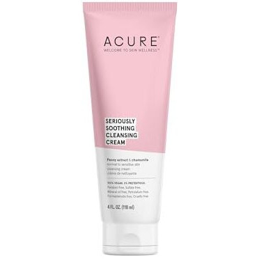 ACURE Seriously Soothing Cleansing Cream | 100% Vegan | For Dry to Sensitive Skin | Peony Extract & Chamomille - Soothes , Hydrates & Cleanses | 4 Fl Oz