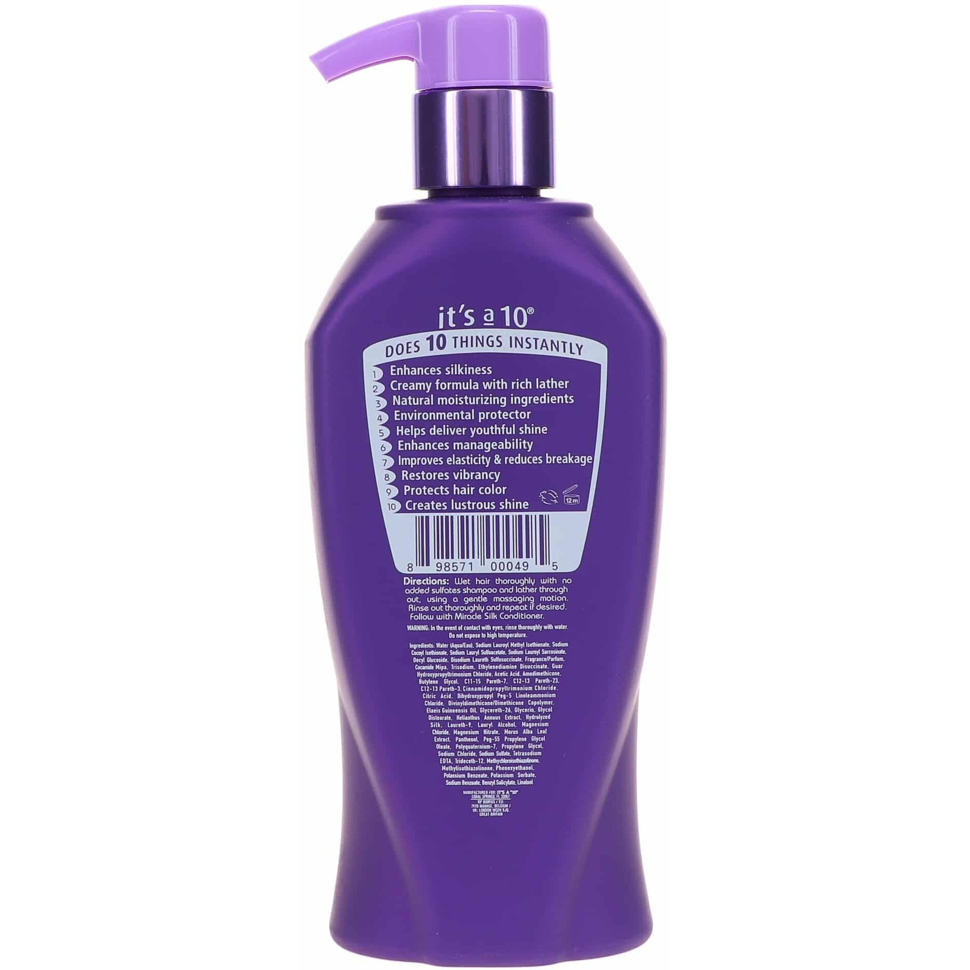 Silk Express Miracle Silk Shampoo by Its A 10 for Unisex - 10 oz Shampoo