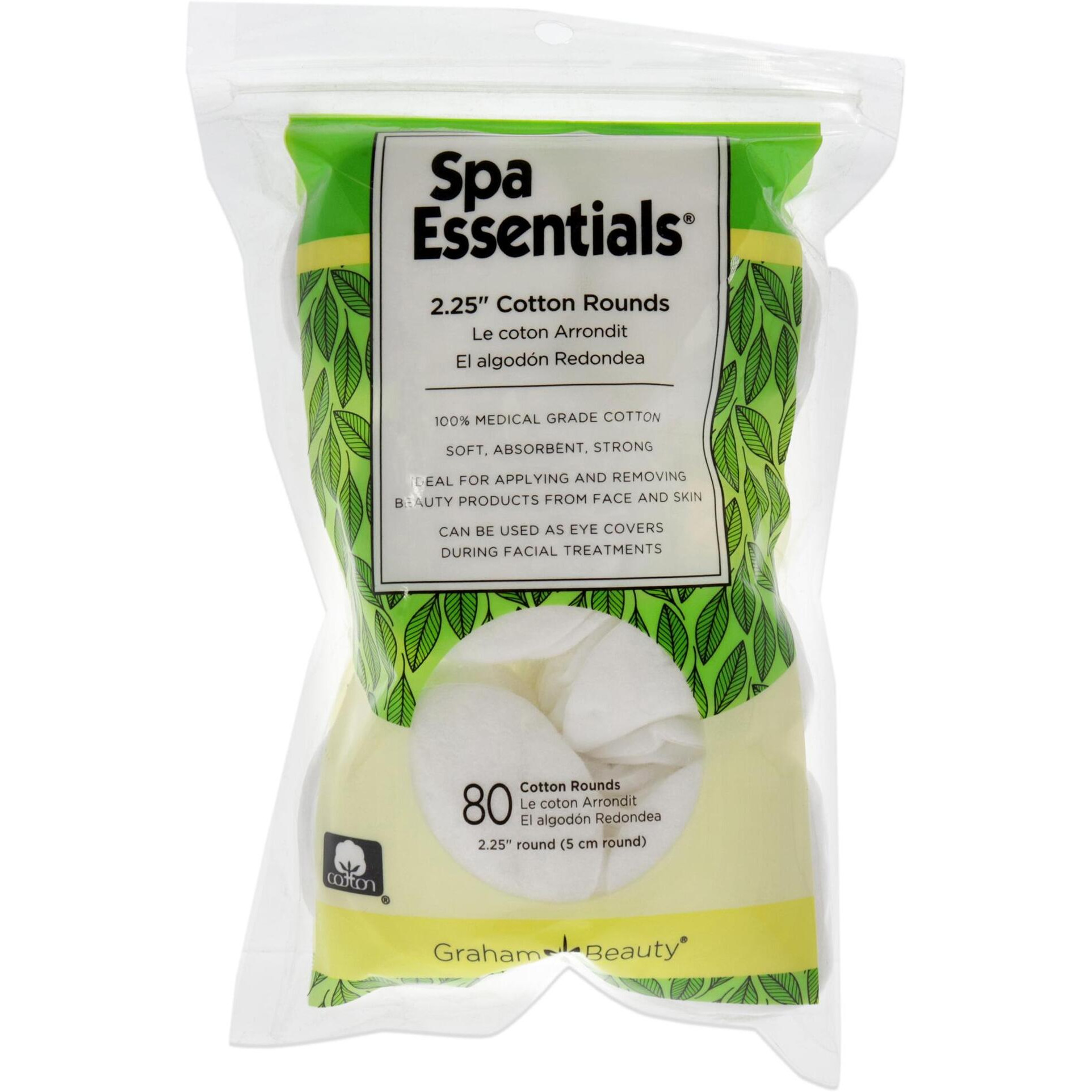 Cotton Rounds - 2.25 by Spa Essentials for Women - 80 Count Cotton Pads
