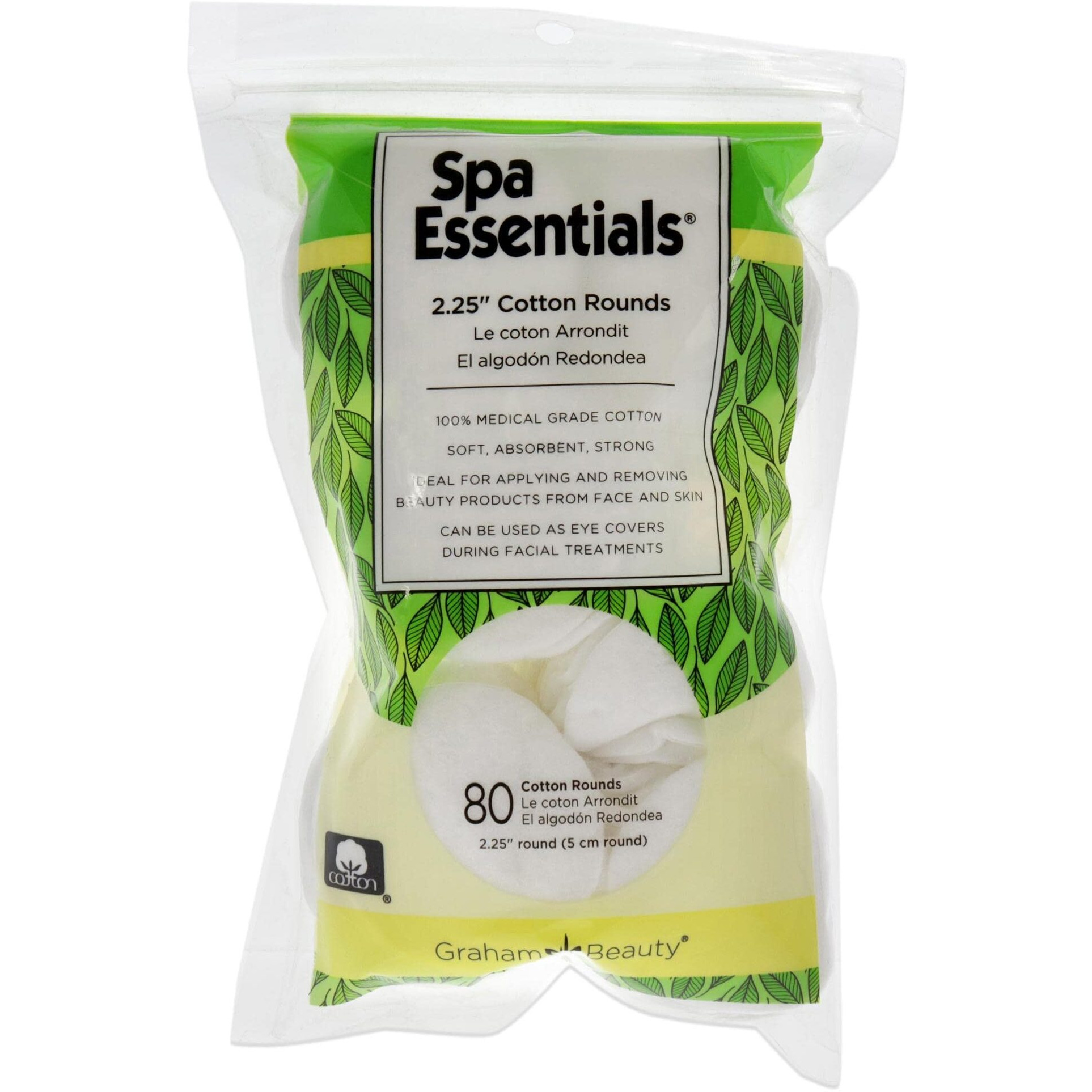 Cotton Rounds - 2.25 by Spa Essentials for Women - 80 Count Cotton Pads