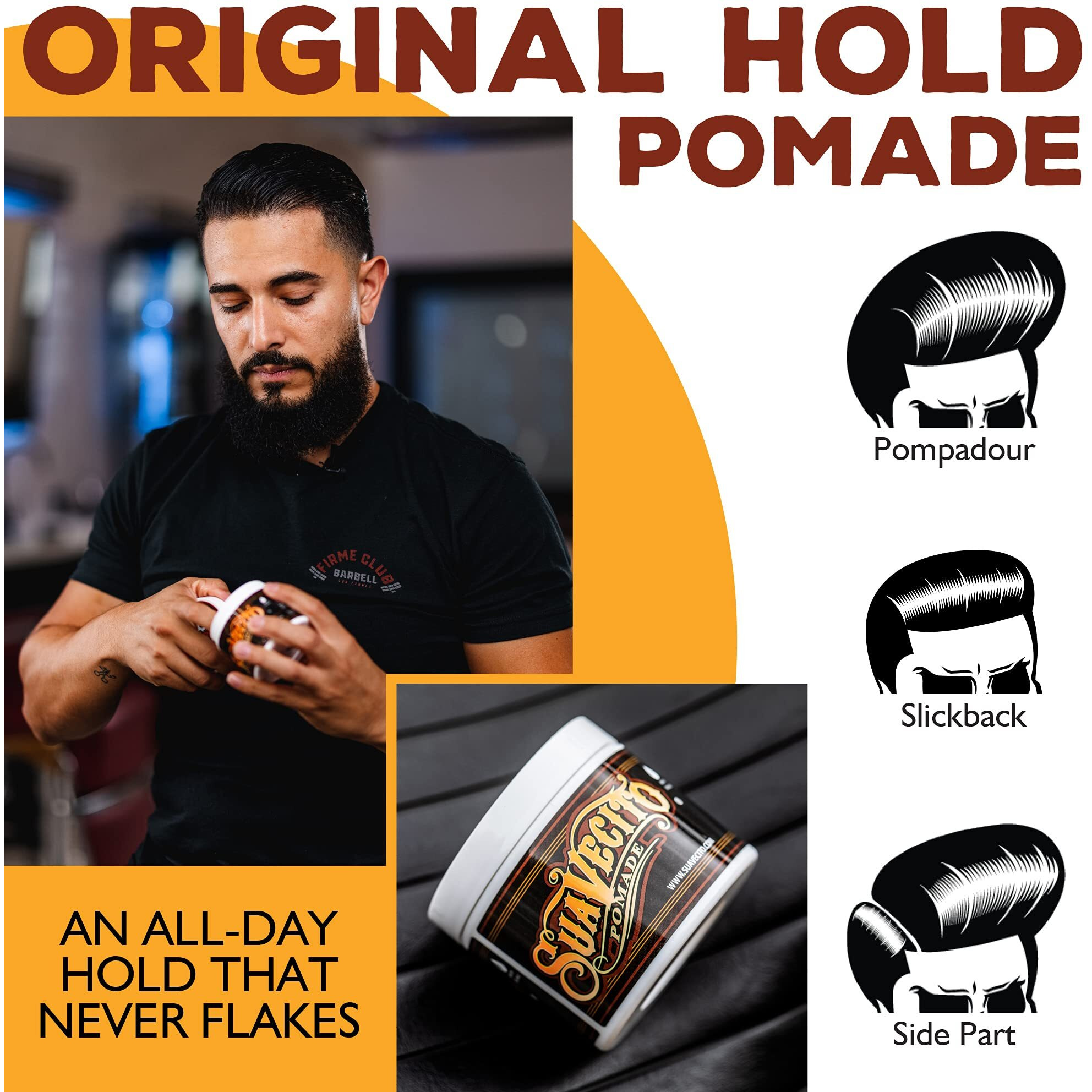 Suavecito Pomade Original Hold 4 oz, 3 Pack - Medium Hold Hair Pomade For Men - Medium Shine Water Based Wax Like Flake Free Hair Gel - Easy To Wash Out - All Day Hold For All Hairstyles