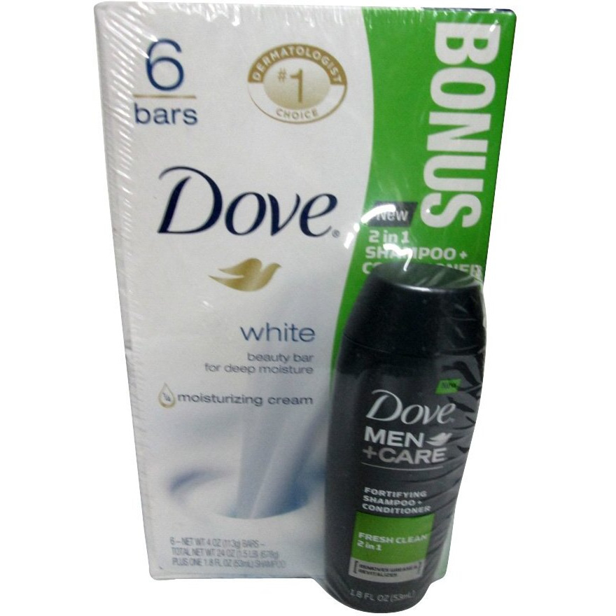 Dove Beauty Bar White 4 oz, 6 Bar