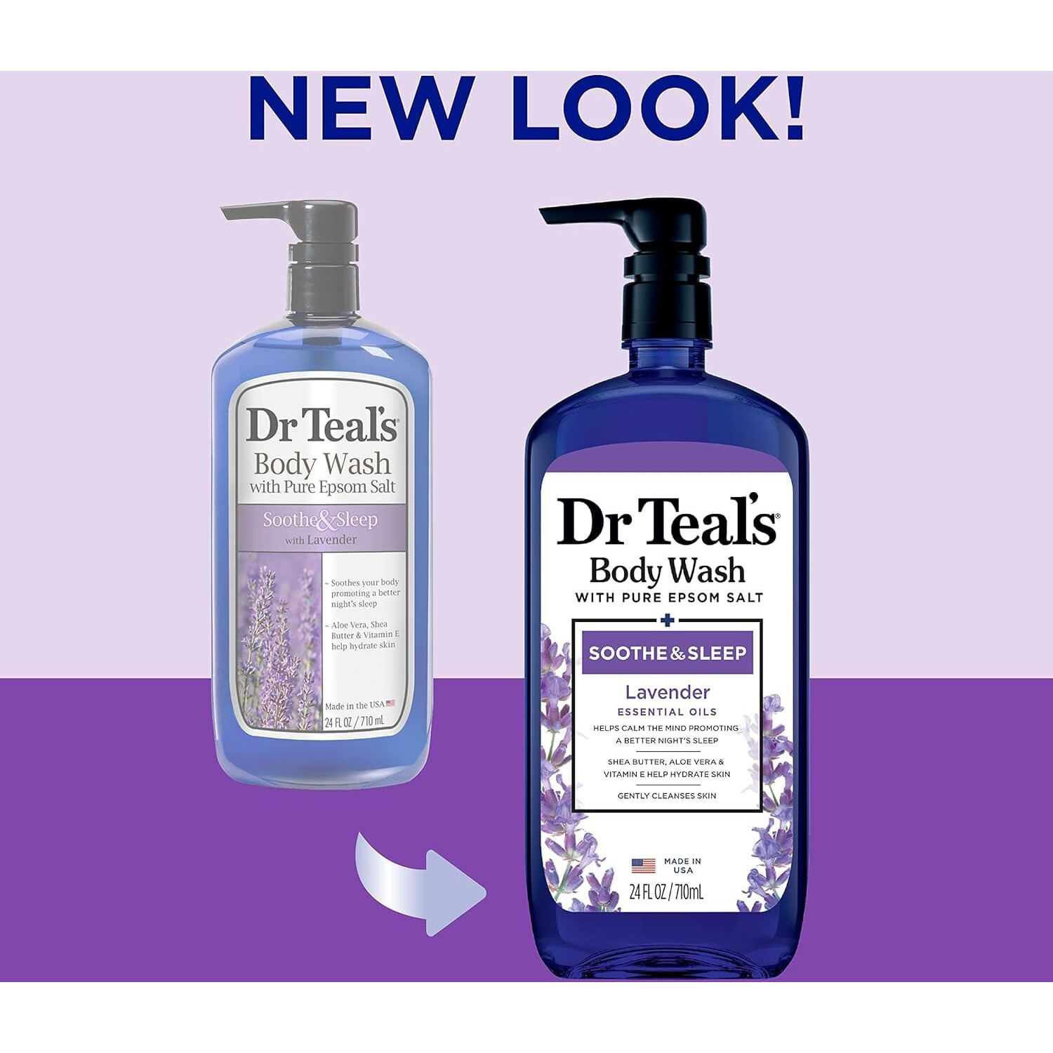 Dr Teal's Pure Epsom Salt Body Wash Soother & Moisturize With Lavender 24 Ounce