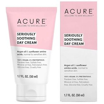 Acure Seriously Soothing Day Cream - Daily Hydrating Facial Cream - Moisturizer for Dry to Sensitive Skin from Argan Oil & Sunflower Amino Acids with Organic Chamomile - Vegan, Unscented - 1.7 Fl Oz
