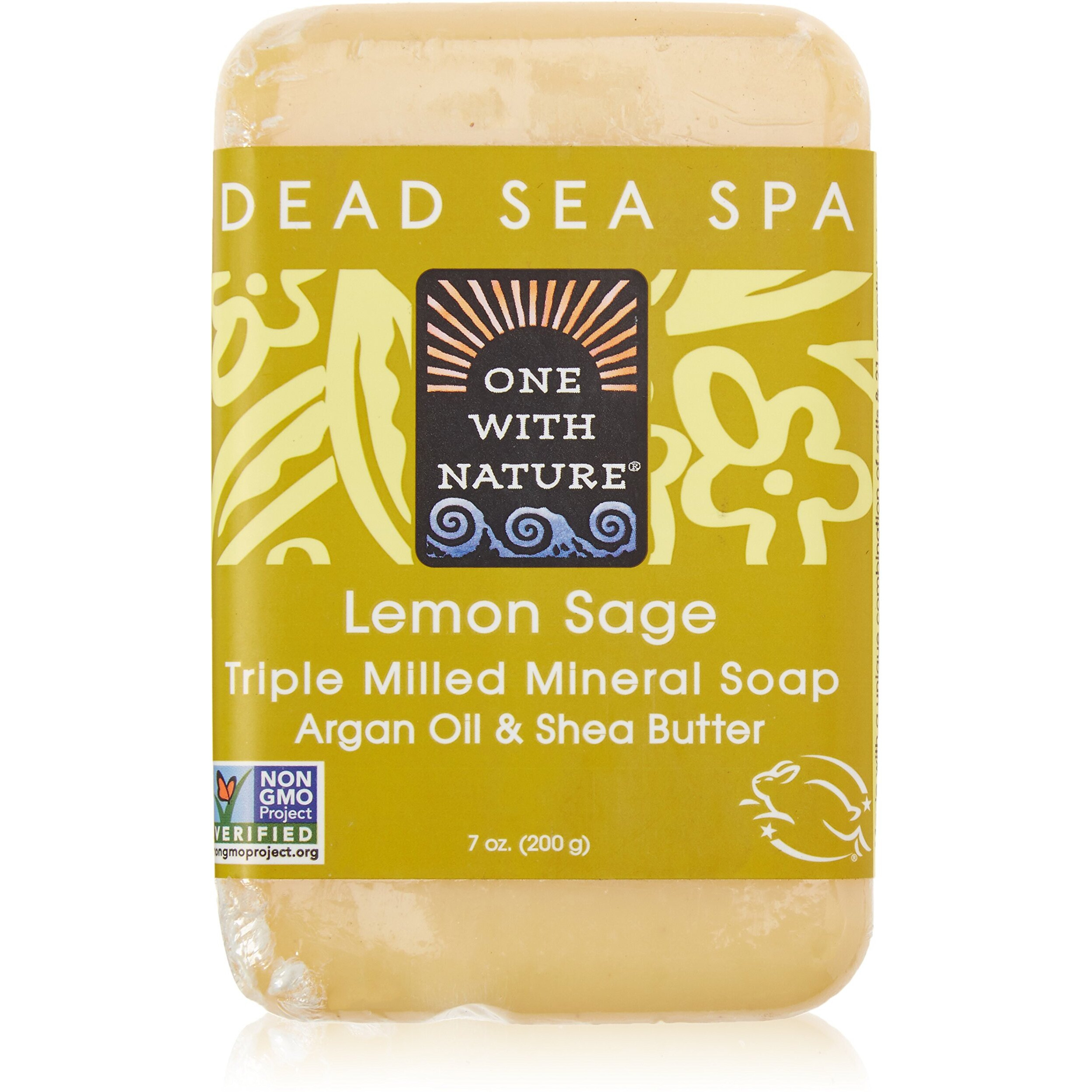 One With Nature Lemon Sage Dead Sea Mineral Soap, 7 Ounce Bar
