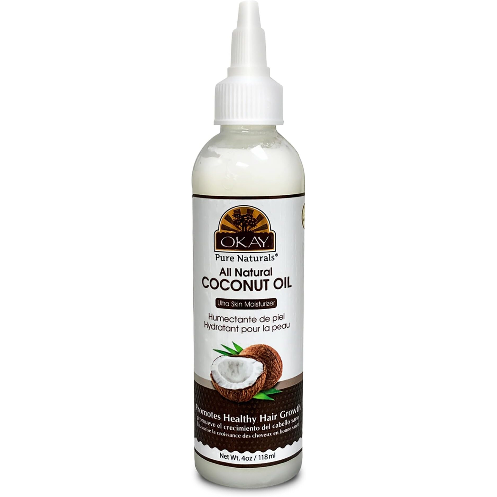 OKAY 100% COCONUT OIL for HAIR and SKIN 4oz / 125ml