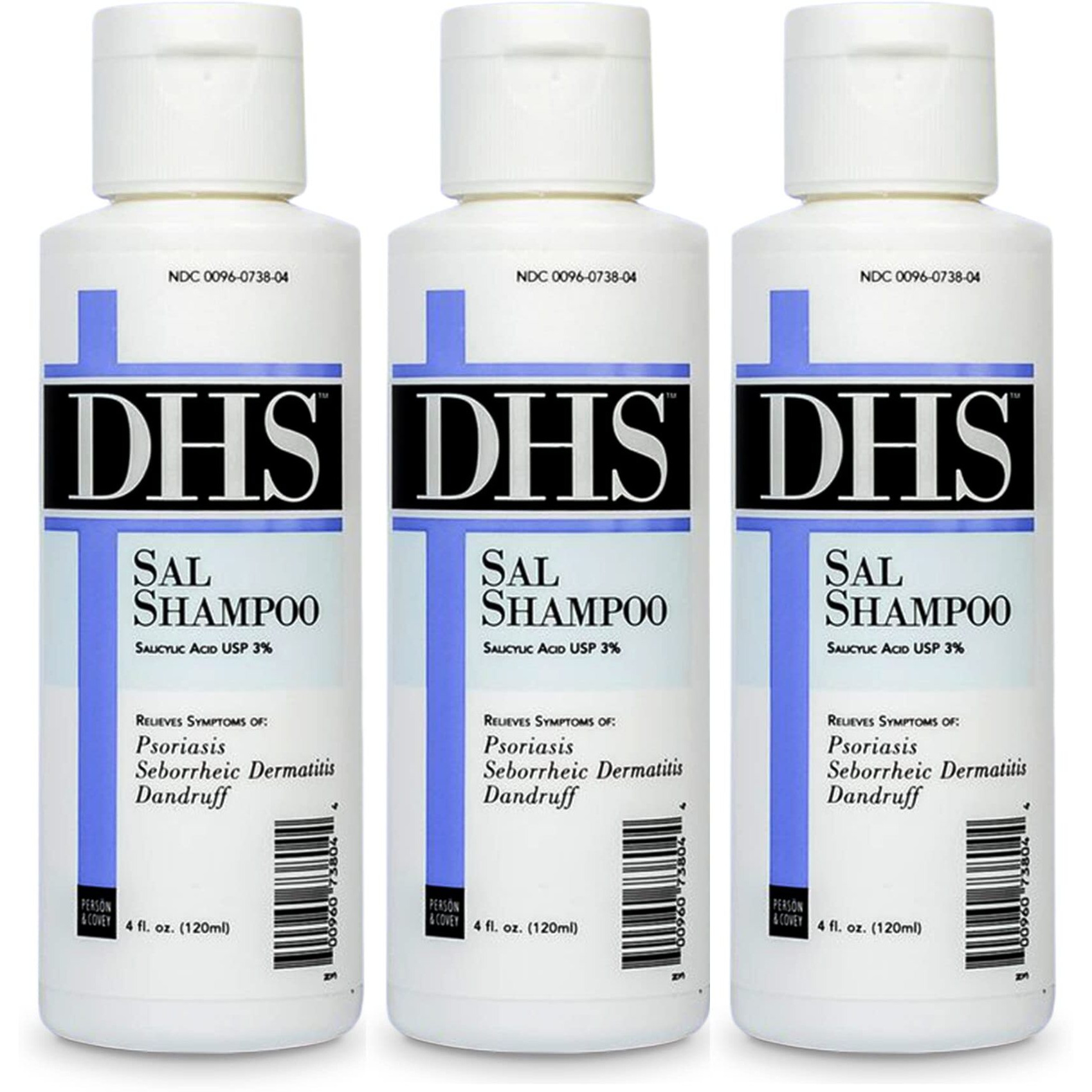 DHS SAL Shampoo - Maximum Strength Shampoo for Psoriasis, Eczema, and Dandruff/Medicated Anti-Dandruff Shampoo Reduces Oil, Treats Itchy Scalp with Salicylic Acid/PBA-free, Fragrance-free / 4oz