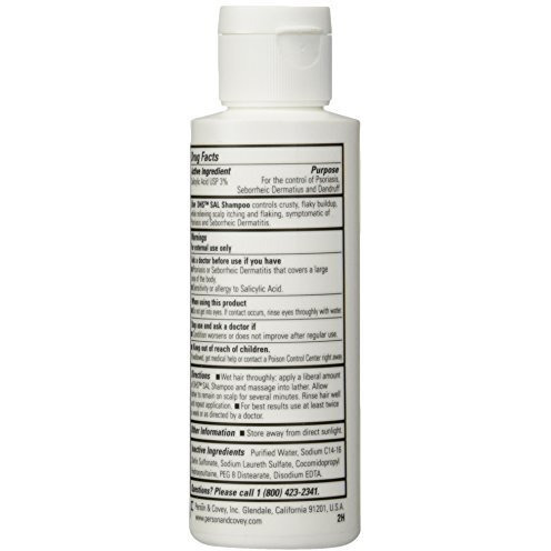 DHS SAL Shampoo - Maximum Strength Shampoo for Psoriasis, Eczema, and Dandruff/Medicated Anti-Dandruff Shampoo Reduces Oil, Treats Itchy Scalp with Salicylic Acid/PBA-free, Fragrance-free / 4oz