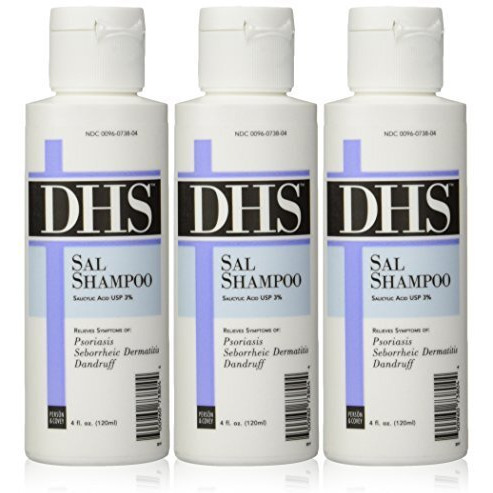 DHS SAL Shampoo - Maximum Strength Shampoo for Psoriasis, Eczema, and Dandruff/Medicated Anti-Dandruff Shampoo Reduces Oil, Treats Itchy Scalp with Salicylic Acid/PBA-free, Fragrance-free / 4oz