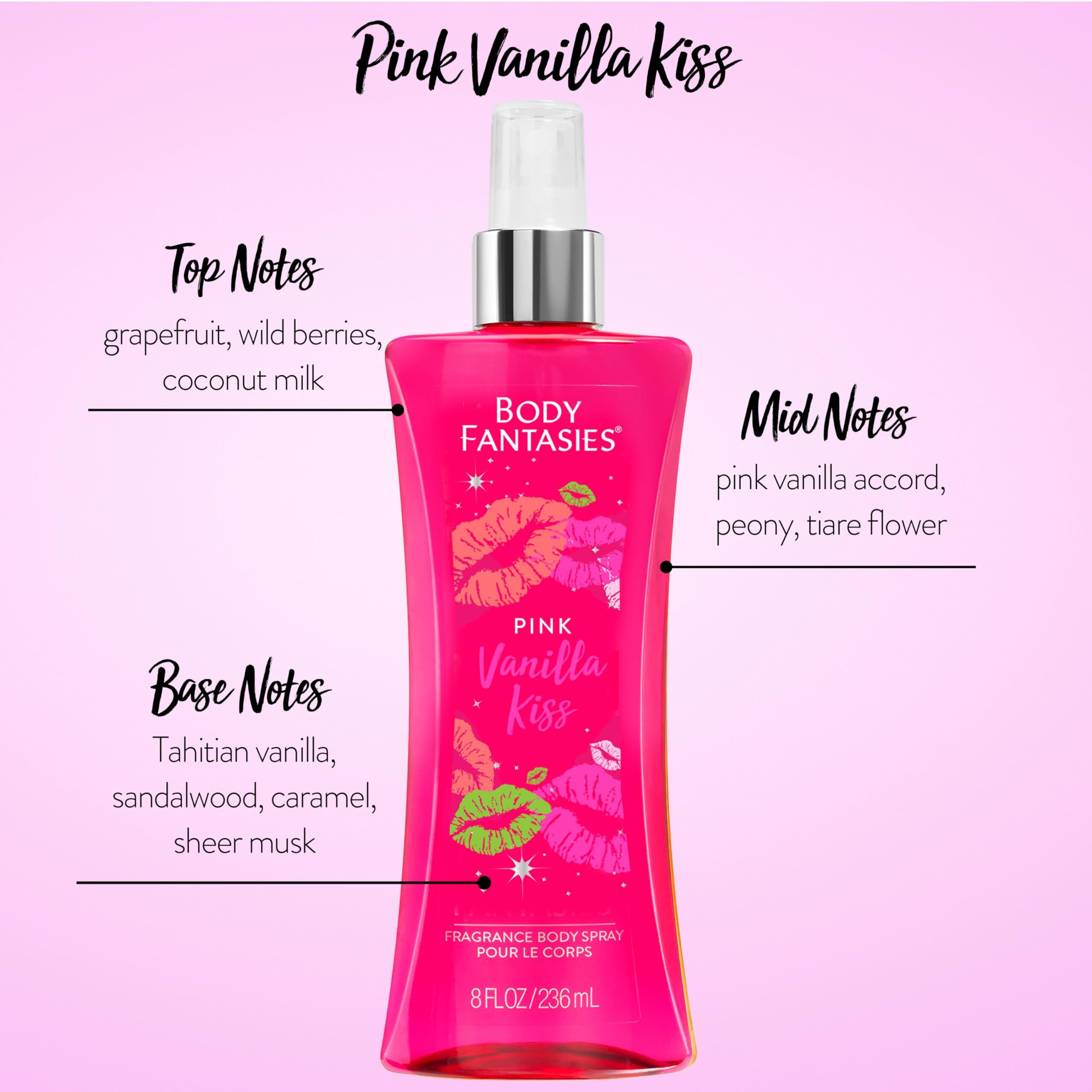 Body Fantasies Signature Pink Vanilla Kiss Fantasy by Parfums De Coeur Body Spray 8 oz(D0102HAXBUV.)