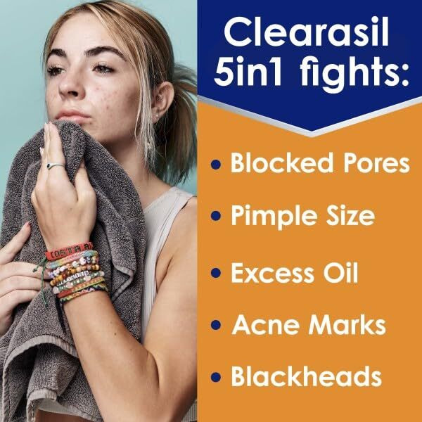 Clearasil Stubborn Acne Control 5 in 1 Spot Treatment Cream, 1 oz (Pack of 2)