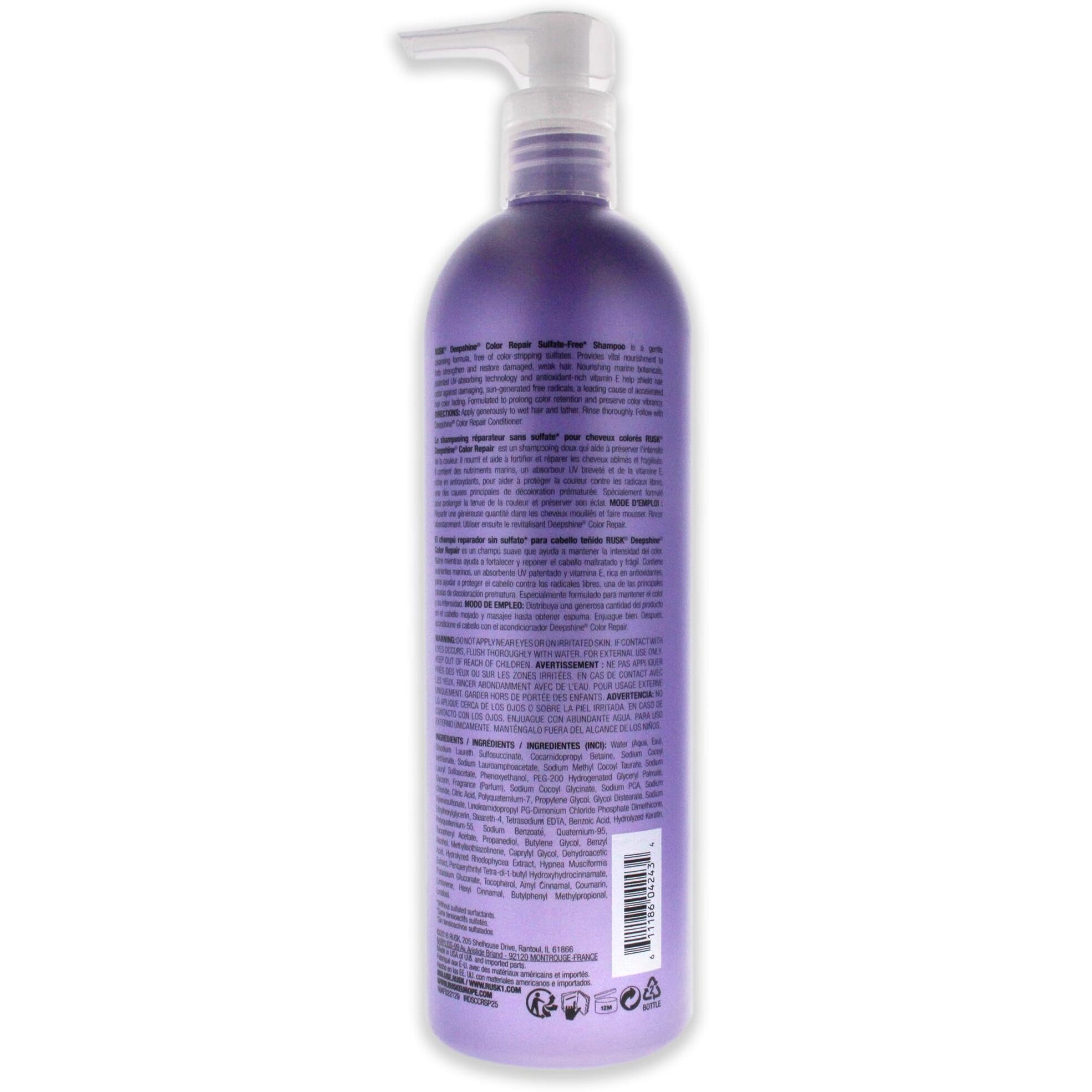 Deepshine Color Repair Sulfate-Free Shampoo by Rusk for Unisex - 25 oz Shampoo