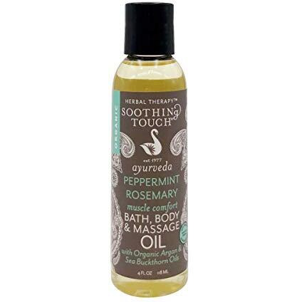 Soothing Touch Peppermint Rosemary Organic Bath, Body & Massage Oil, 4 Fl Oz