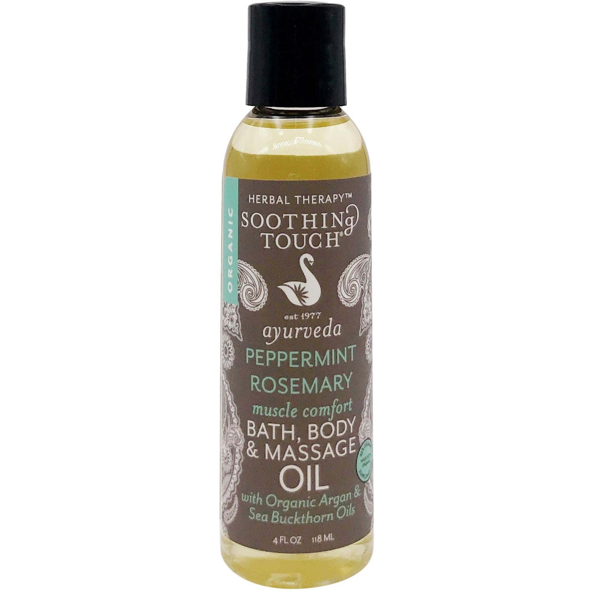 Soothing Touch Peppermint Rosemary Organic Bath, Body & Massage Oil, 4 Fl Oz