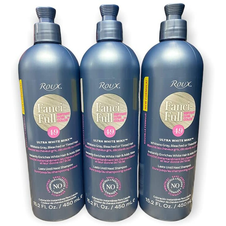 Roux Fanci-Full Rinse 49 Ultra White Minx 15.2 Ounce (449ml) (Pack of 3)