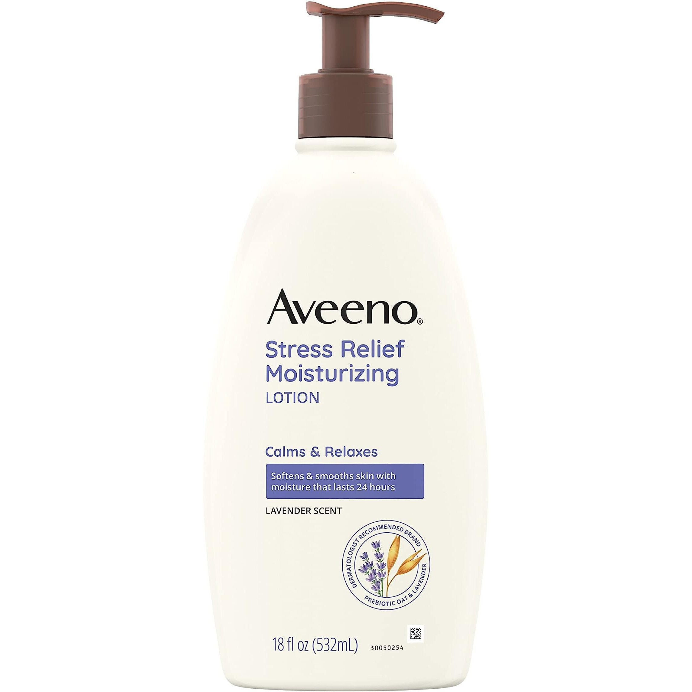 Aveeno Stress Relief Moisturizing Body Lotion with Lavender Scent, Natural Oatmeal to Calm & Relax, Non-Greasy Daily Stress Relief Lotion, 18 fl. oz, pack of 3