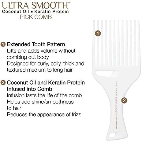 Ultra Smooth Coconut Pick Comb by Cricket for Unisex - 1 Pc Comb