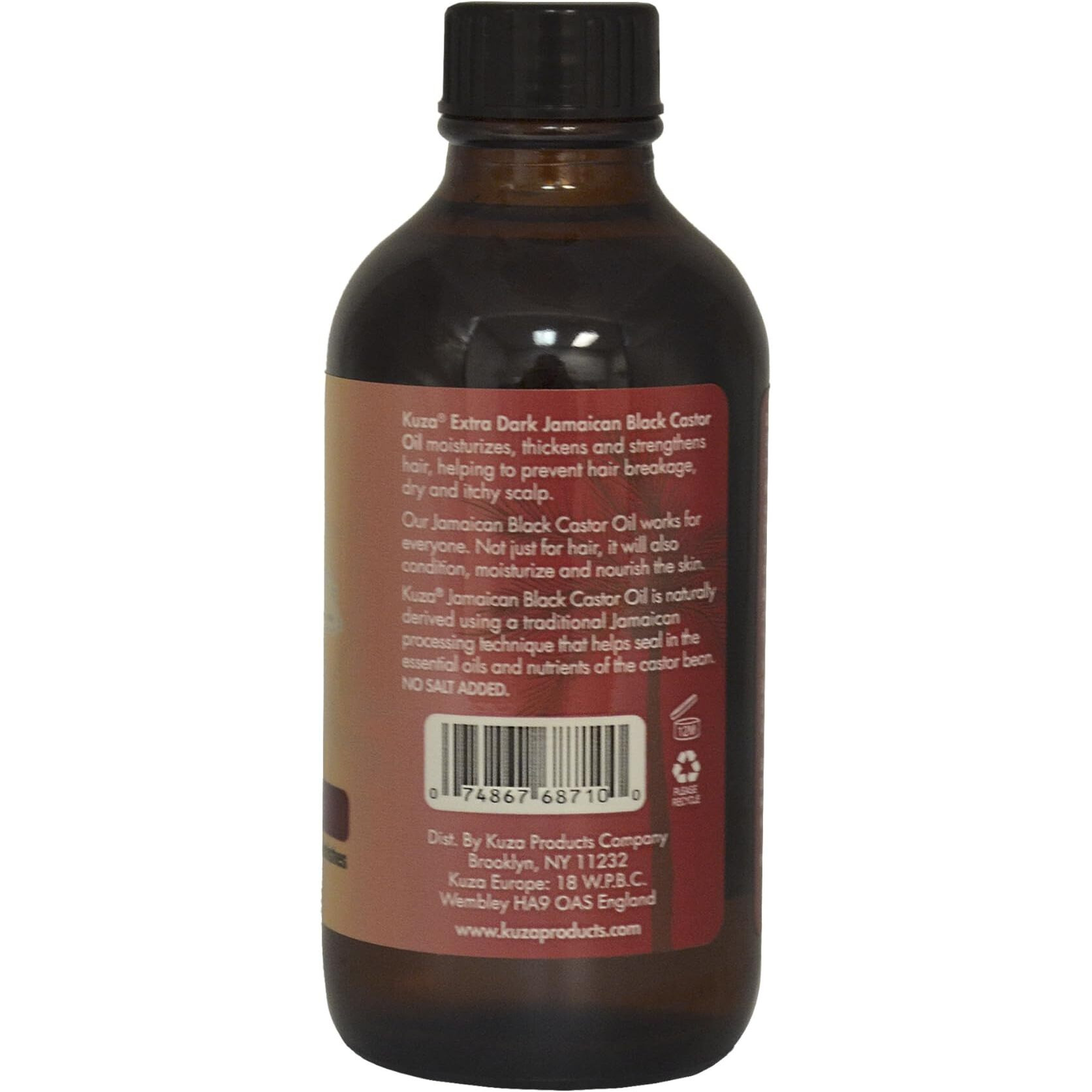 Kuza Jamaican Black Castor Oil, Extra Dark - For Hair & Skin - 4oz. - Rejuvenate, Moisturize, Strengthen & Protect
