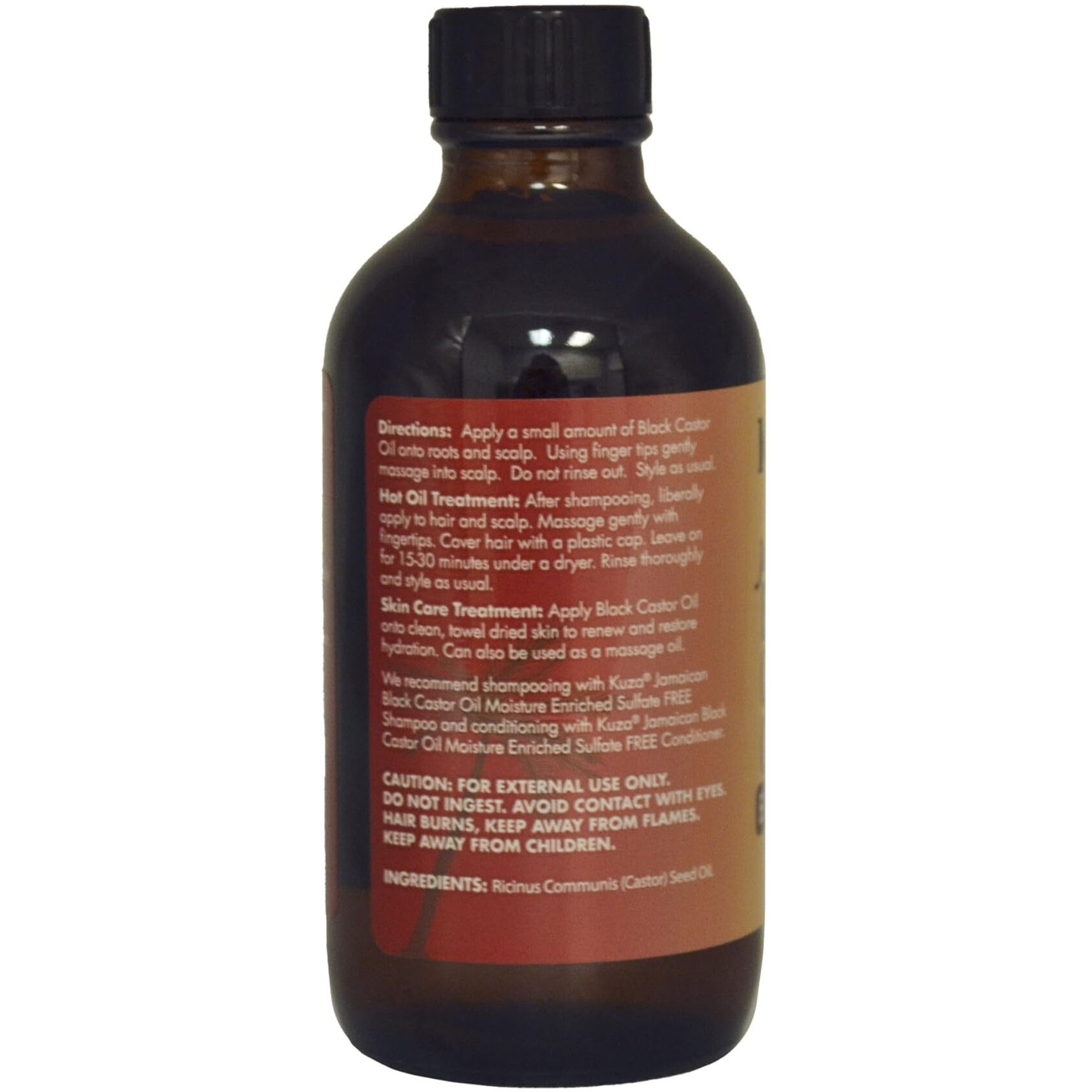 Kuza Jamaican Black Castor Oil, Extra Dark - For Hair & Skin - 4oz. - Rejuvenate, Moisturize, Strengthen & Protect