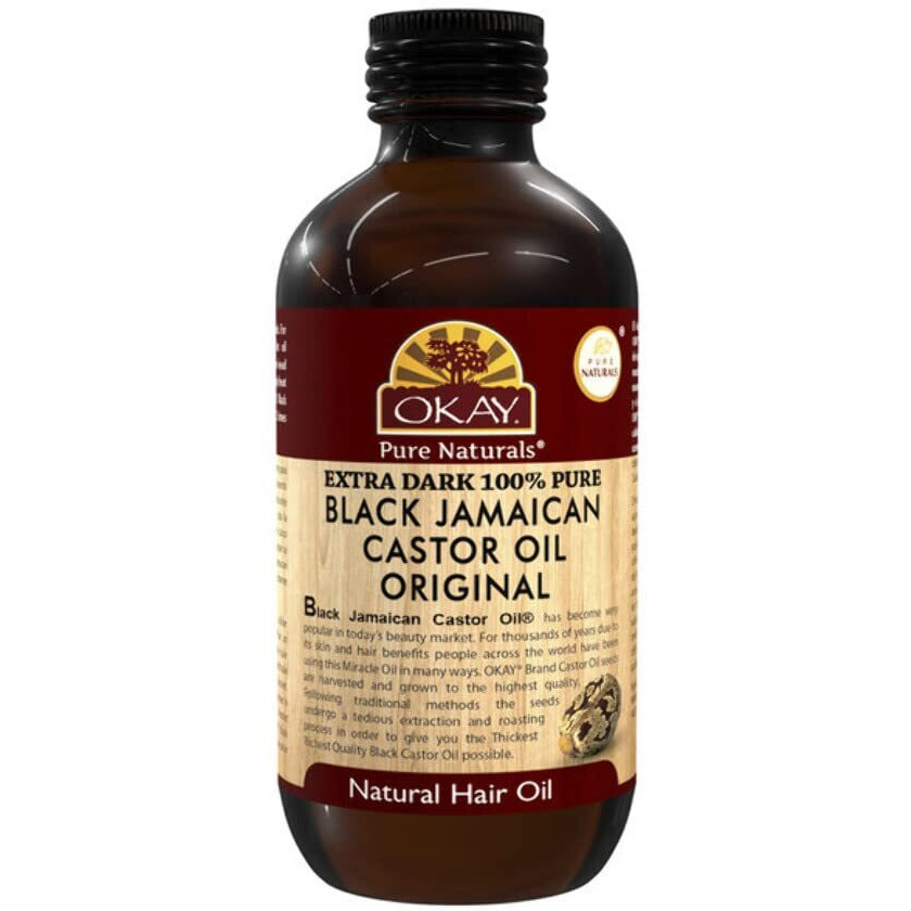 OKAY | Extra Dark 100% Natural Black Jamaican Castor Oil | For All Hair Textures & Skin Types | Grow Strong, Healthy, Smooth and Thick Hair | With Vitamin E - Omega 6 & 9 | 4 oz