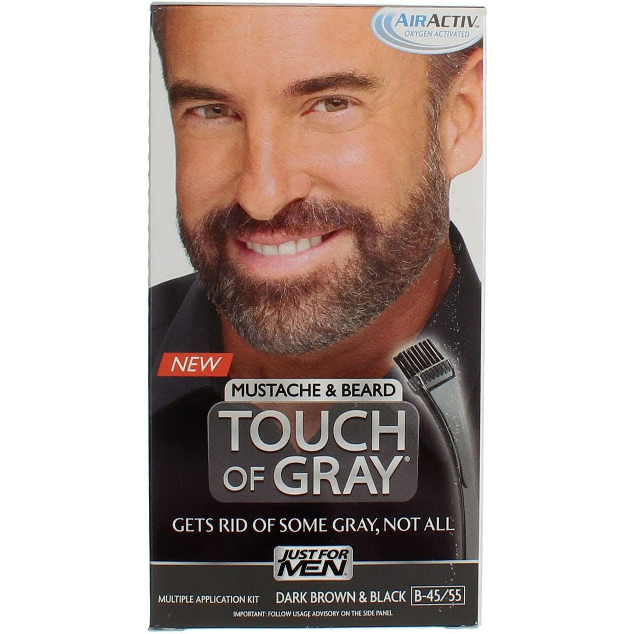 JUST FOR MEN Touch of Gray Mustache & Beard Hair Treatment, Dark Brown & Black 1 ea (Pack of 2)