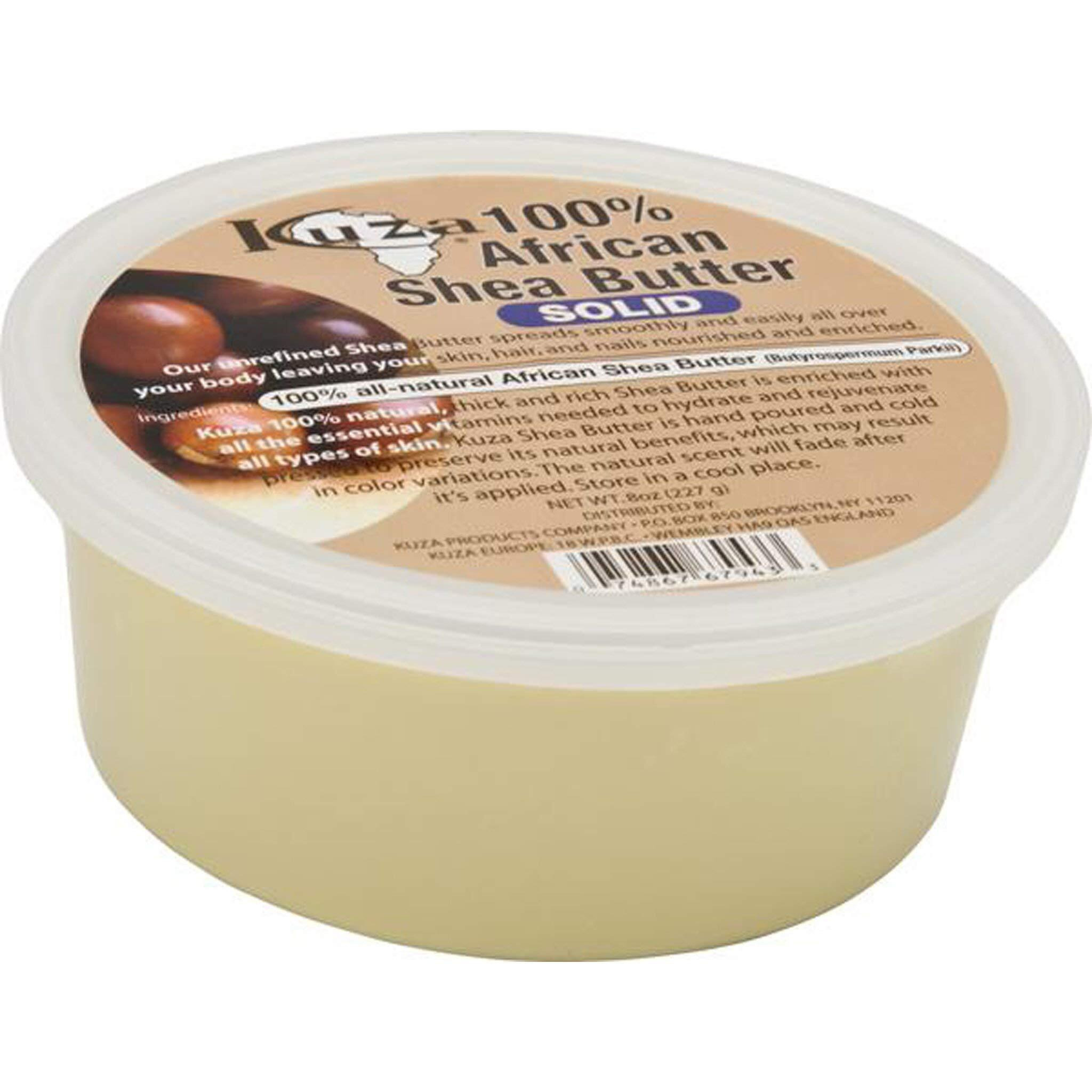Kuza 100% Pure African Shea Butter with Borututu, White Solid - 8oz. - Moisturizer for Hair, Skin & Nails